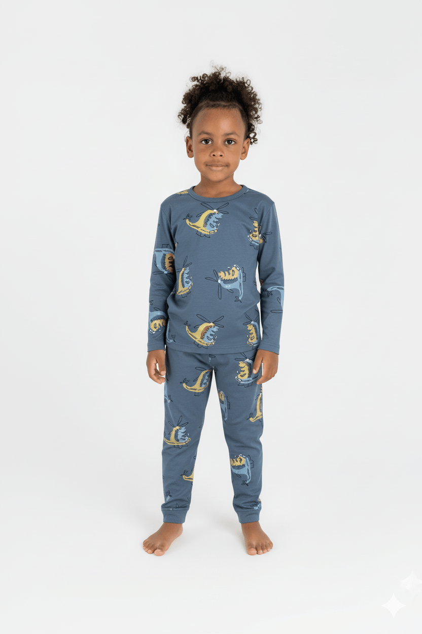 Pijama Infantil Masculino com Camiseta e Calça (Azul Marinho) Guloseima