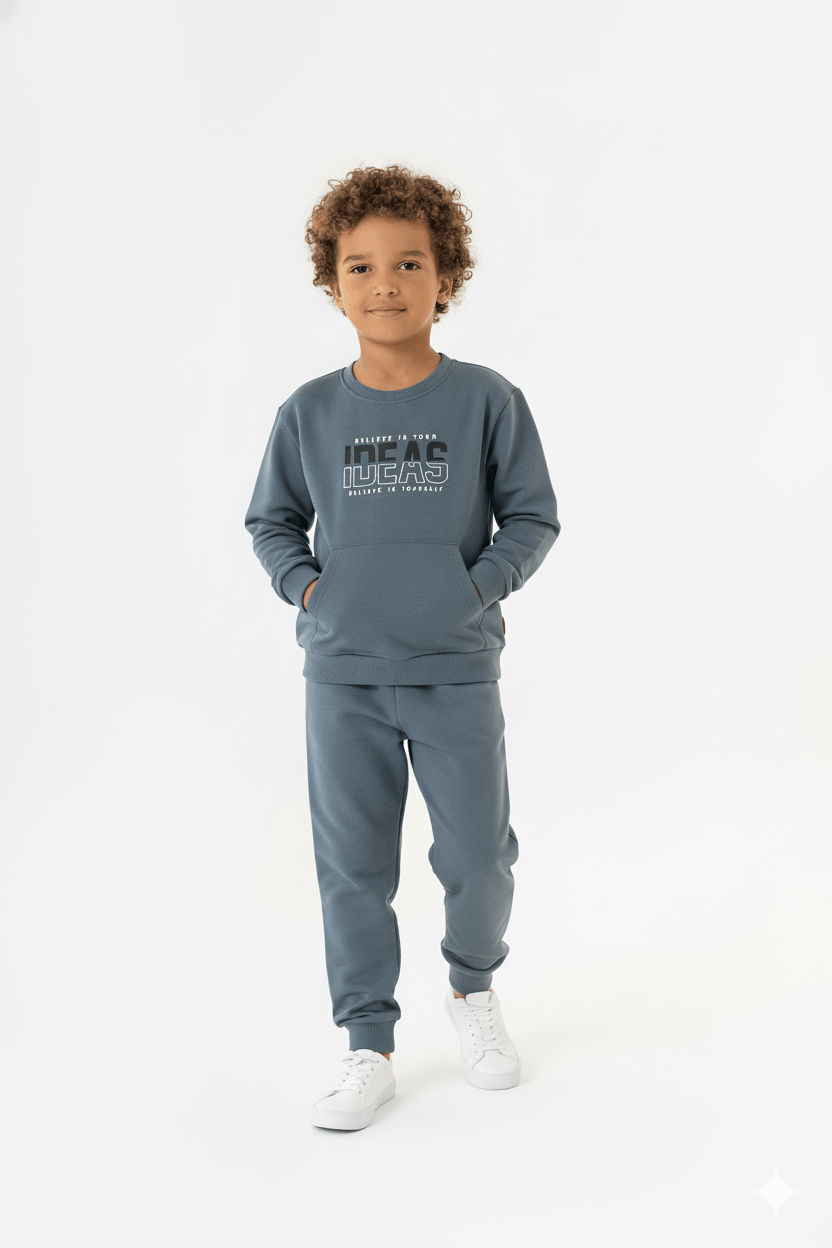 Conjunto Infantil Masculino em Moletom Sem Felpa (Cinza) Guloseima