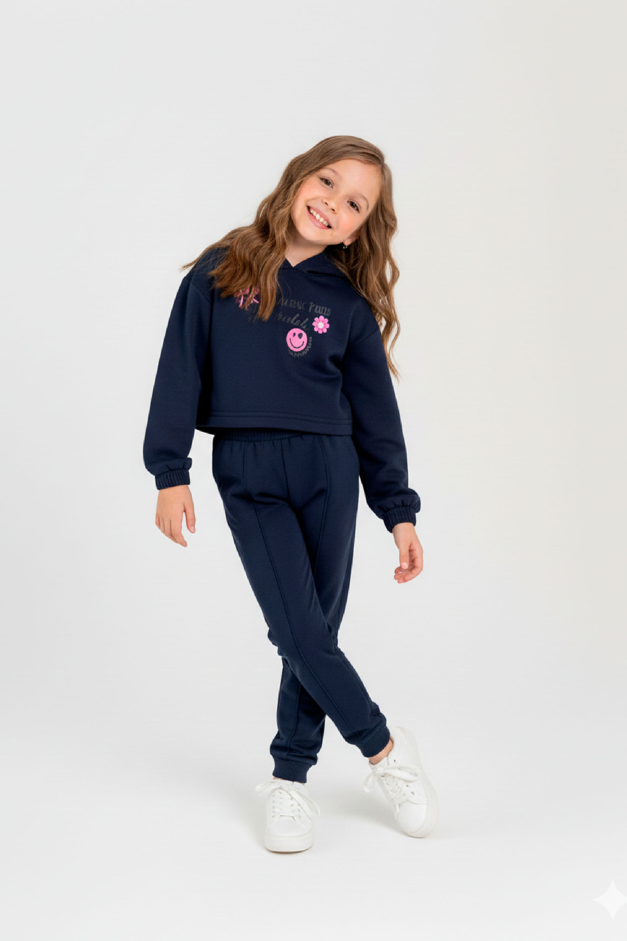 Conjunto Infantil Feminino com Blusão e Calça (Azul Marinho) Guloseima