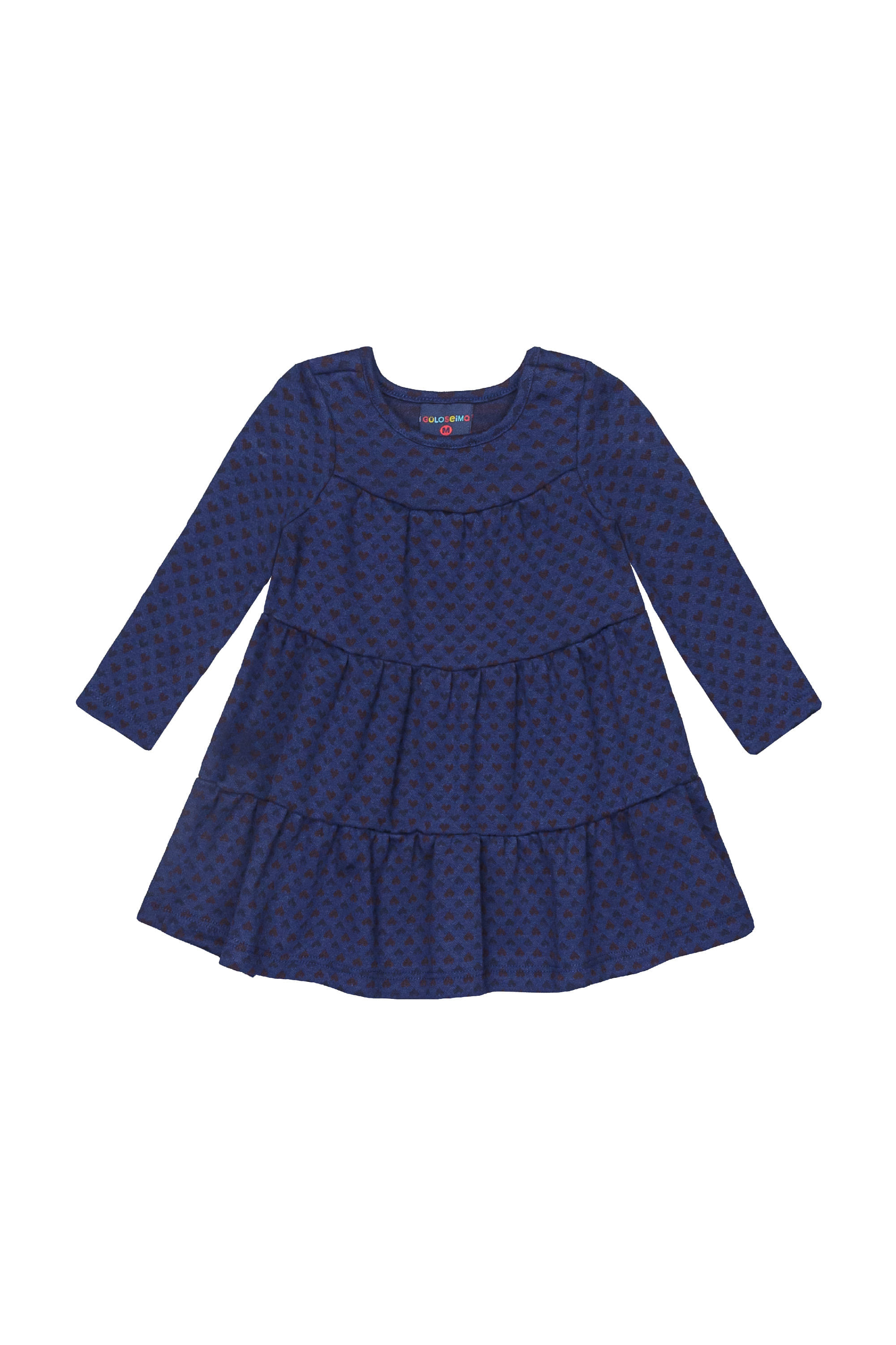 Vestido Manga Longa para Bebê em Malha Jacquard (Azul Marinho) Guloseima - Imagem 14
