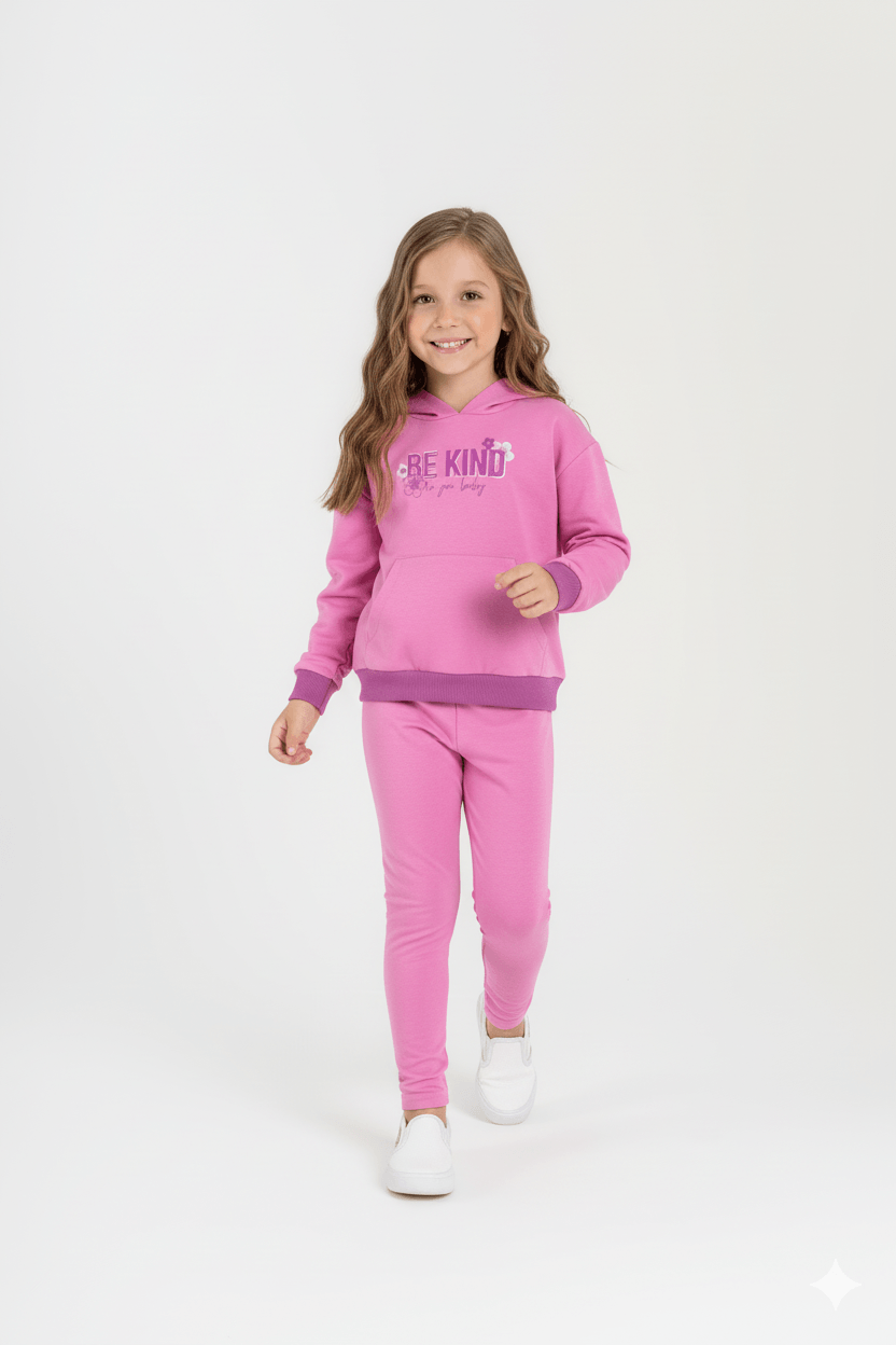 Conjunto Infantil Feminino em Molecotton com Felpa (Lilás Neon) Guloseima