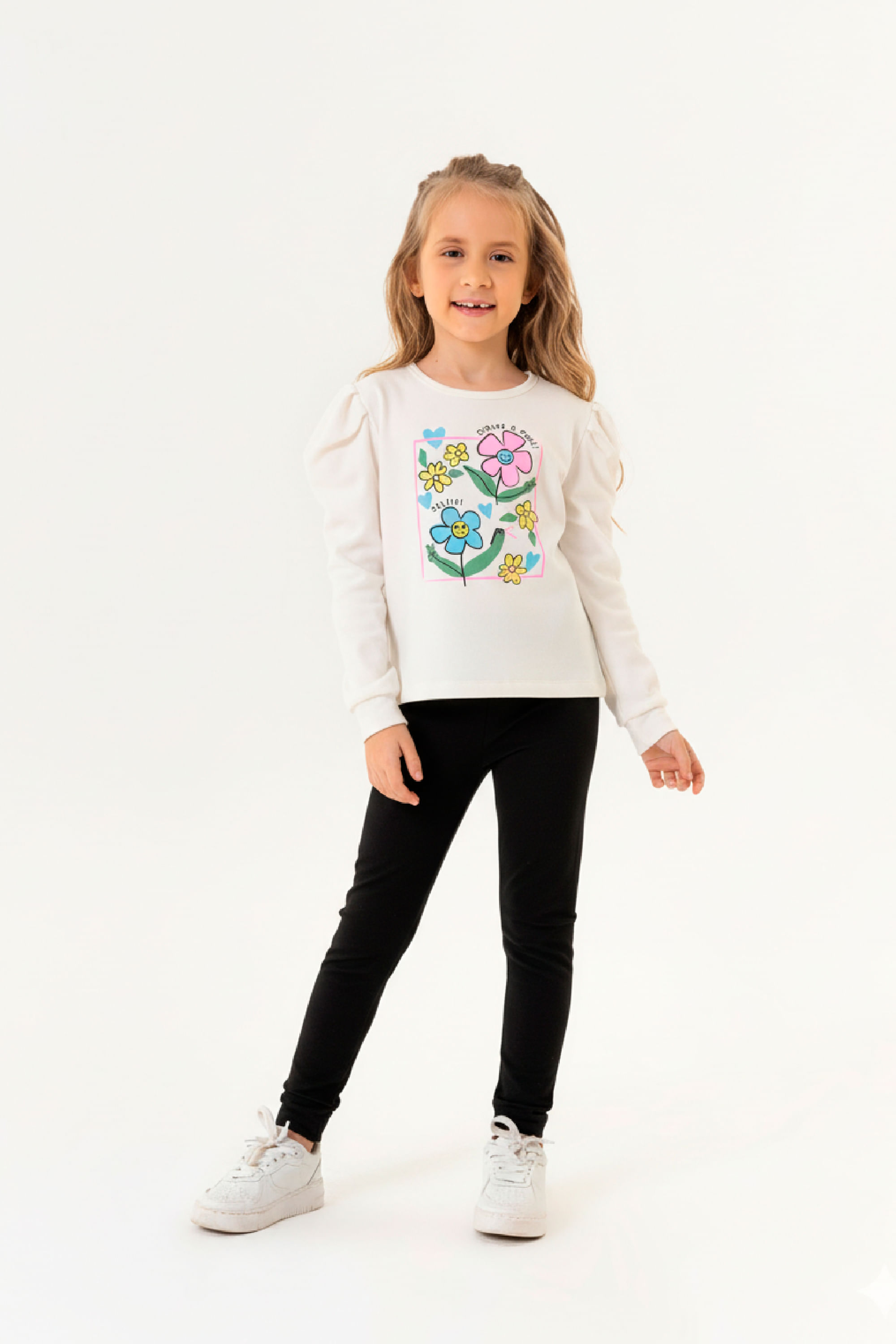 Conjunto Blusão e Calça Legging Infantil (Off White) Guloseima