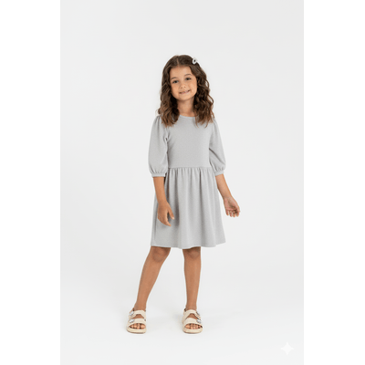 Vestido em Moletom com Glitter Infantil (Cinza) Guloseima