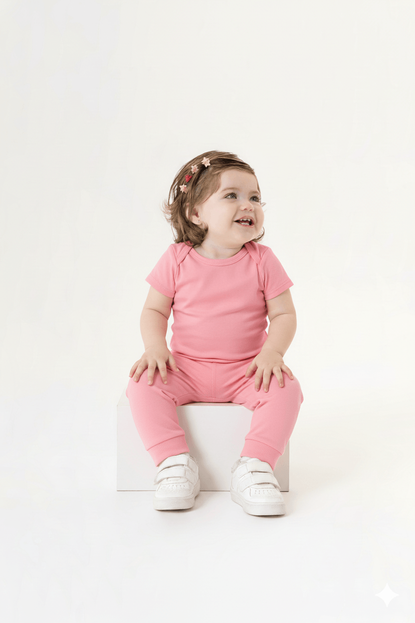 Body Unissex Manga Curta em Suedine (Rosa) Guloseima - Imagem 10