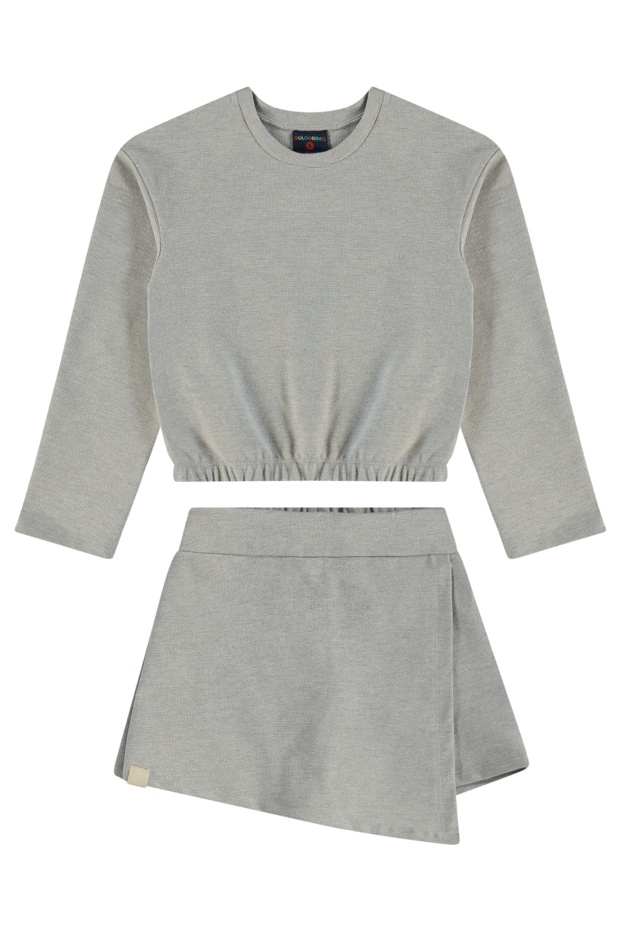 Conjunto Infantil com Blusa Manga Longa e Short-Saia (Cinza) Guloseima - Imagem 9