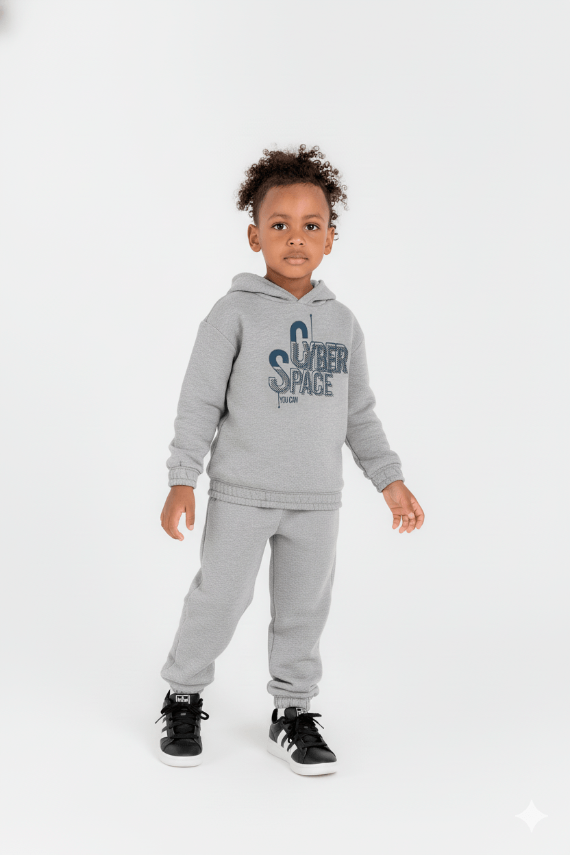 Conjunto Infantil Masculino com Blusão e Calça em Moletom (Cinza) Guloseima