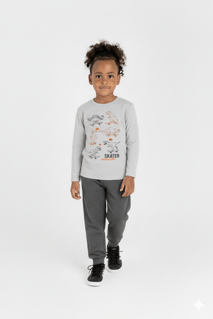 Conjunto Infantil Masculino com Blusa e Calça (Cinza) Guloseima - Imagem 19