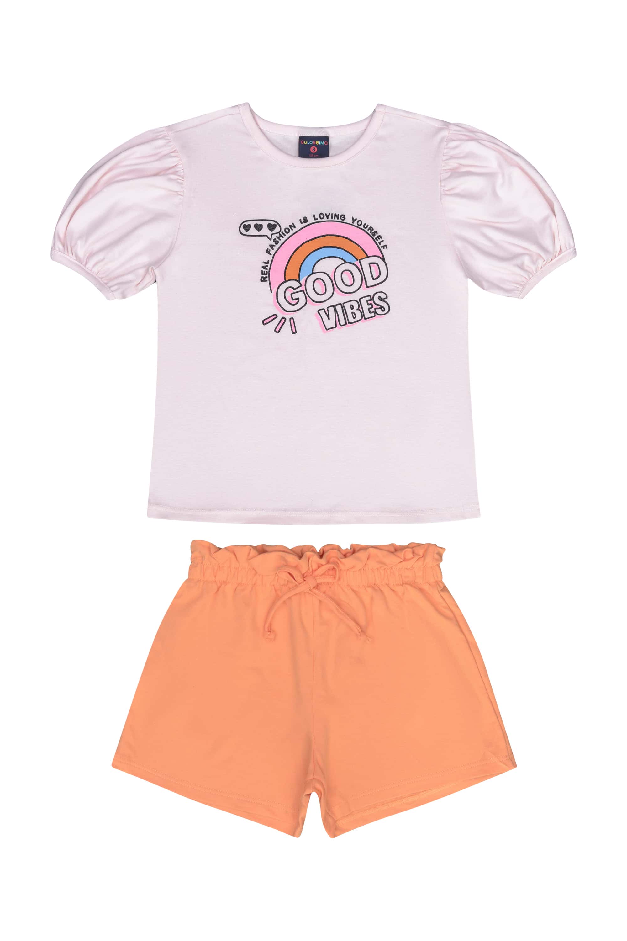 Conjunto Infantil Menina com Blusa e Shorts (Rosa) Guloseima - Imagem 5