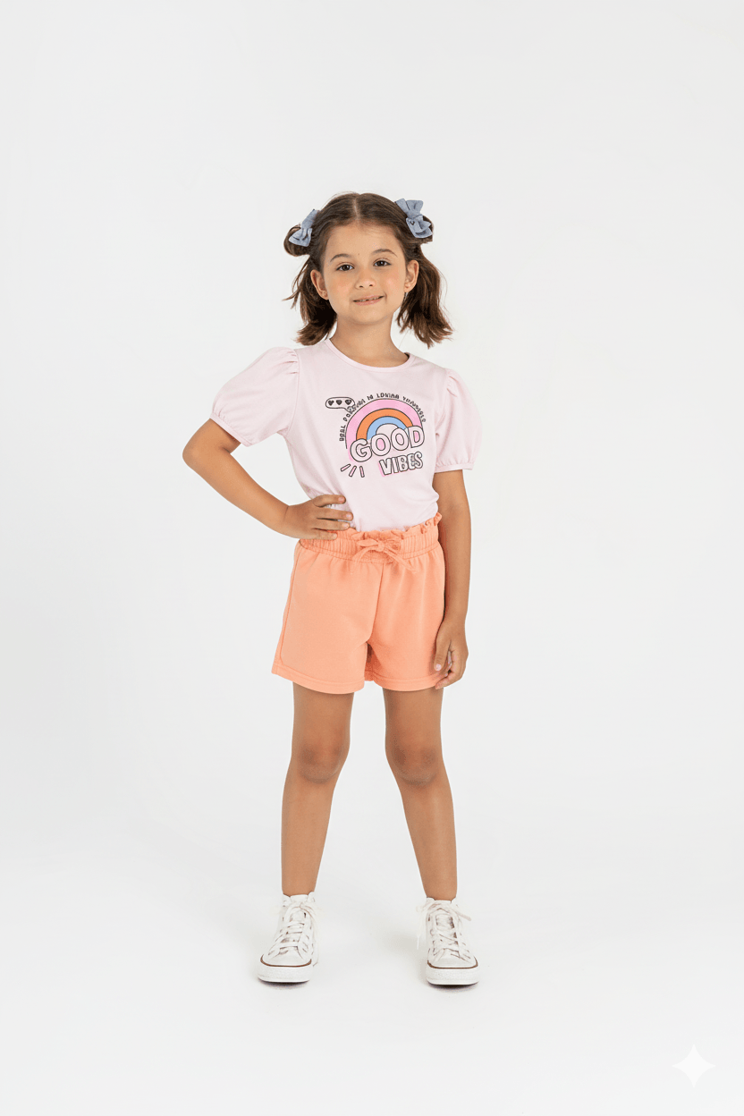 Conjunto Infantil Menina com Blusa e Shorts (Rosa) Guloseima - Imagem 19