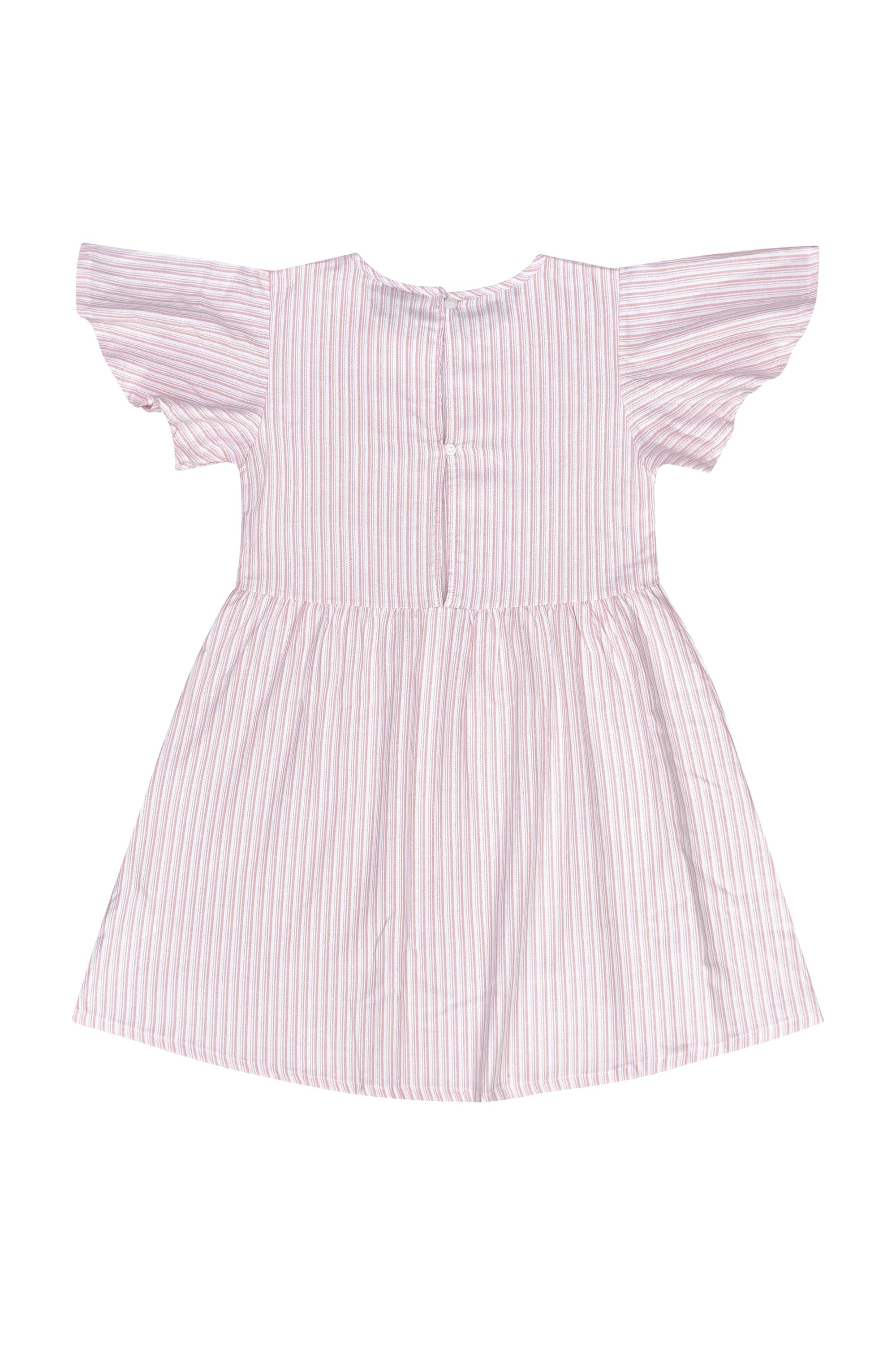 Vestido Infantil Manga Curta Listrado (Rosa) Guloseima - Imagem 3