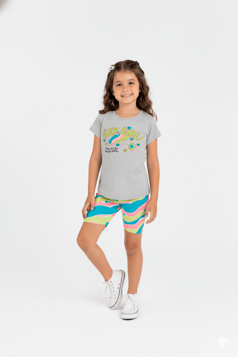 Conjunto Infantil para Meninas com Blusa e Ciclista (Cinza) Guloseima - Imagem 29