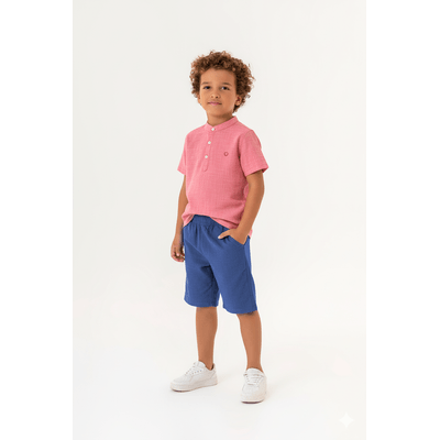 Conjunto Infantil Menino com Bata e Bermuda (Coral) Guloseima