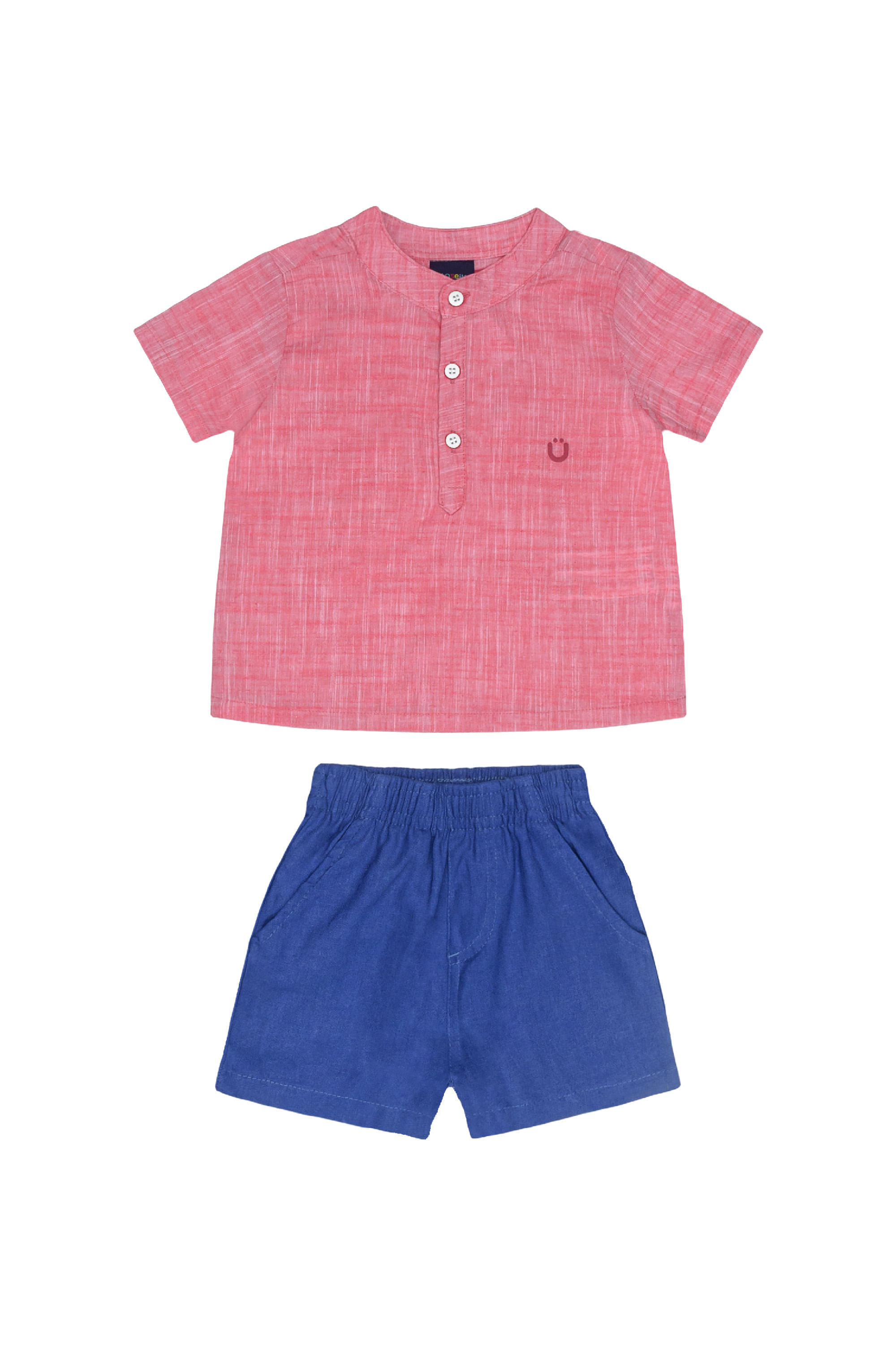 Conjunto Infantil Menino com Bata e Bermuda (Coral) Guloseima - Imagem 2