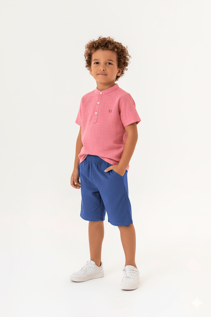 Conjunto Infantil Menino com Bata e Bermuda (Coral) Guloseima - Imagem 16