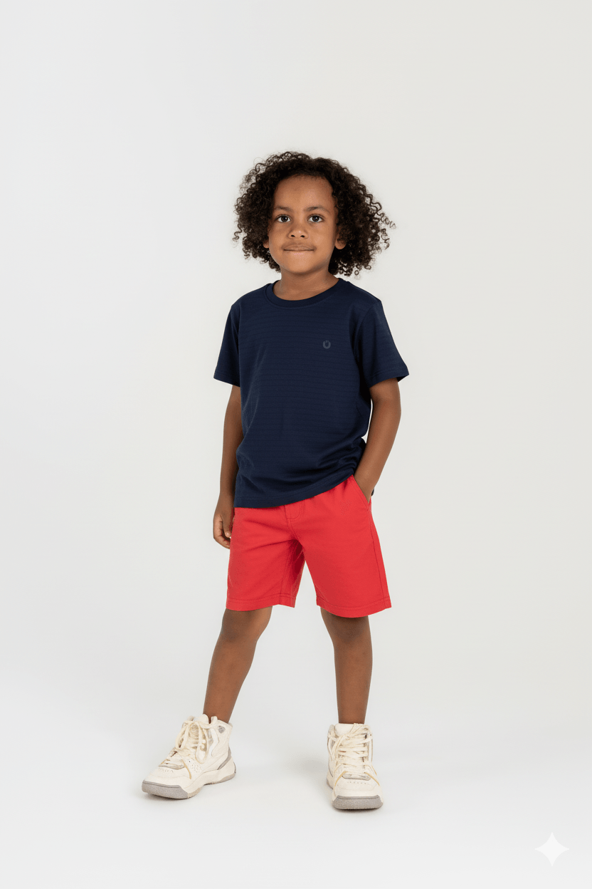 Conjunto com Camiseta e Bermuda para Menino (Azul Marinho) Guloseima