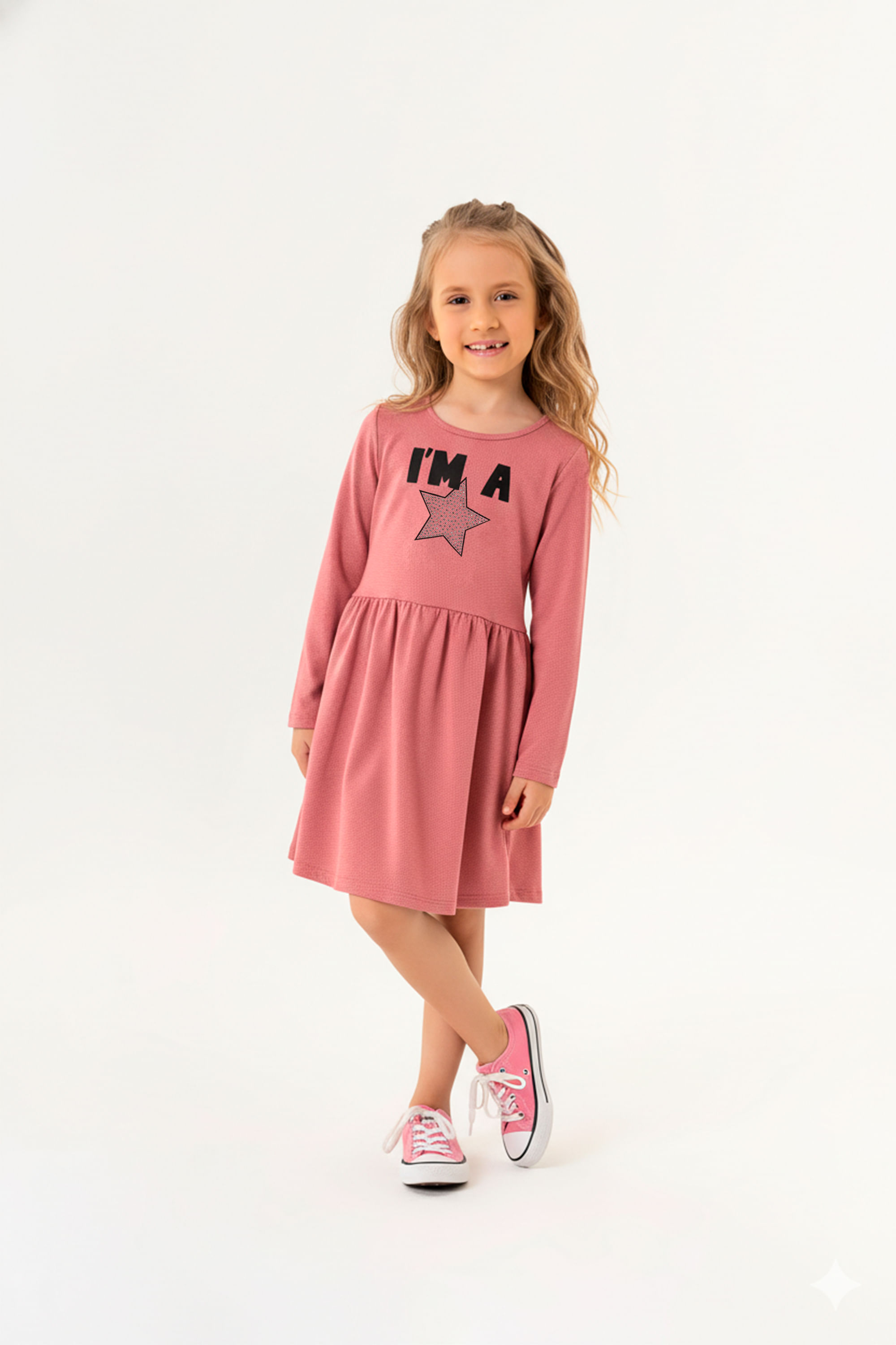 Vestido Manga Longa Infantil (Rosa) Guloseima