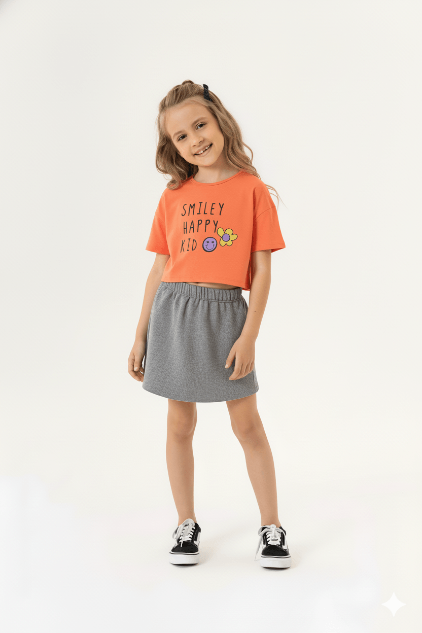 Conjunto Infantil com Blusa e Short-Saia (Laranja) Guloseima - Imagem 15