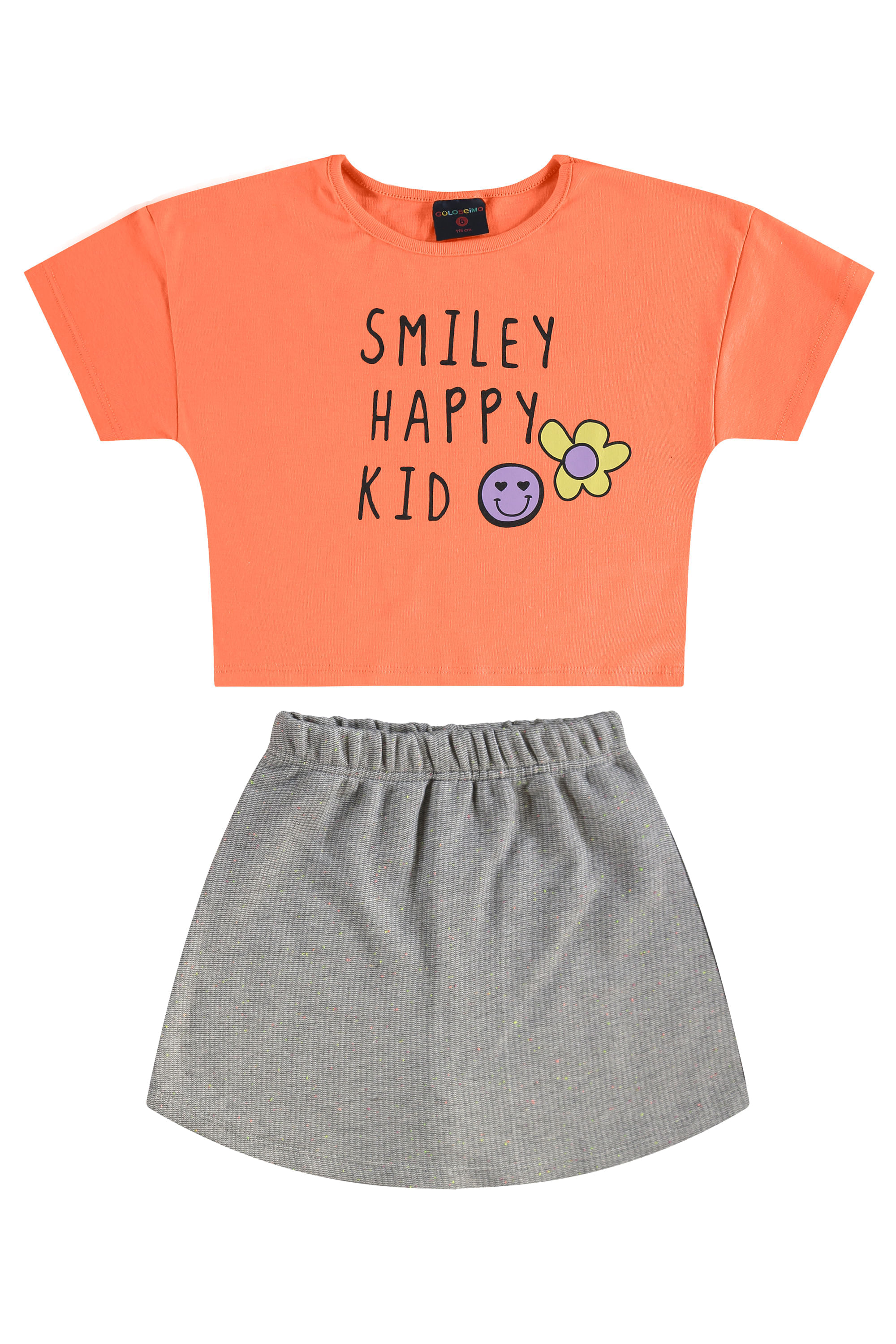 Conjunto Infantil com Blusa e Short-Saia (Laranja) Guloseima - Imagem 23