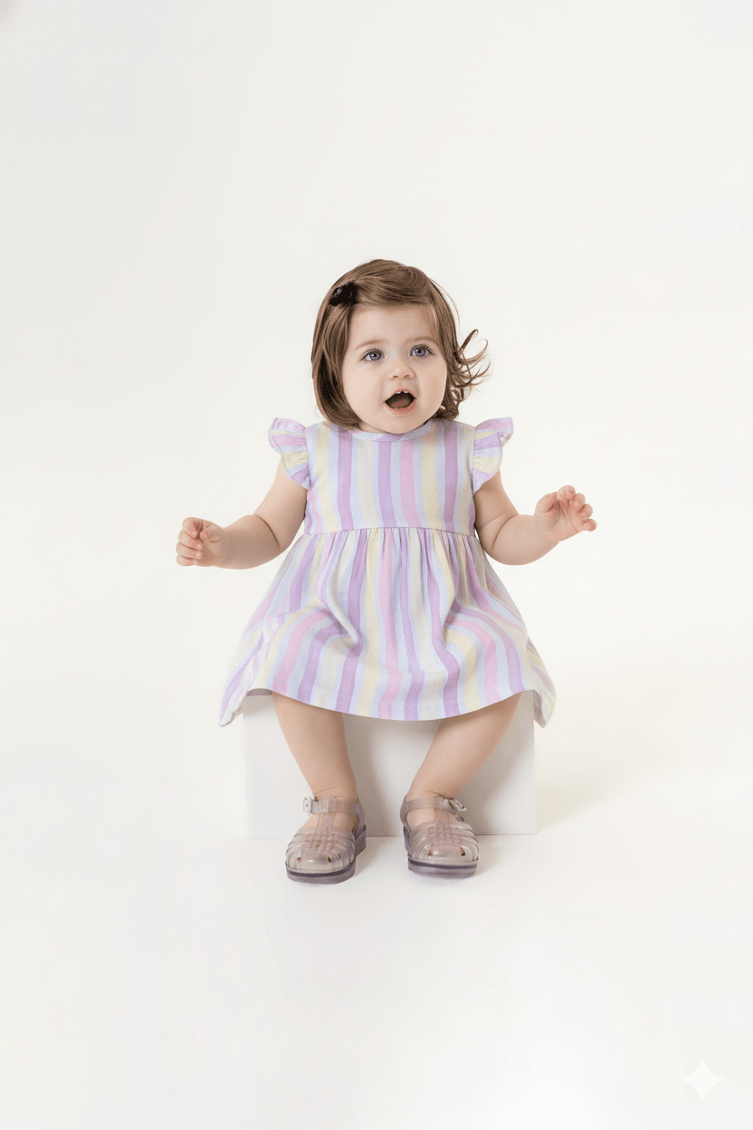 Conjunto Bebê Menina com Bata e Calcinha em Tricoline (Roxo) Guloseima