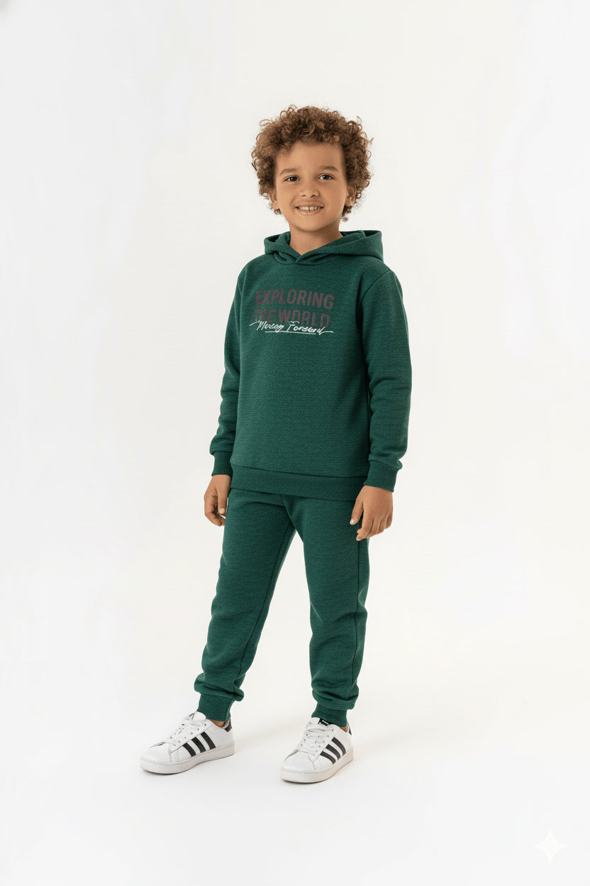 Conjunto em Moletom Sem Felpa Infantil Masculino (Verde) Guloseima