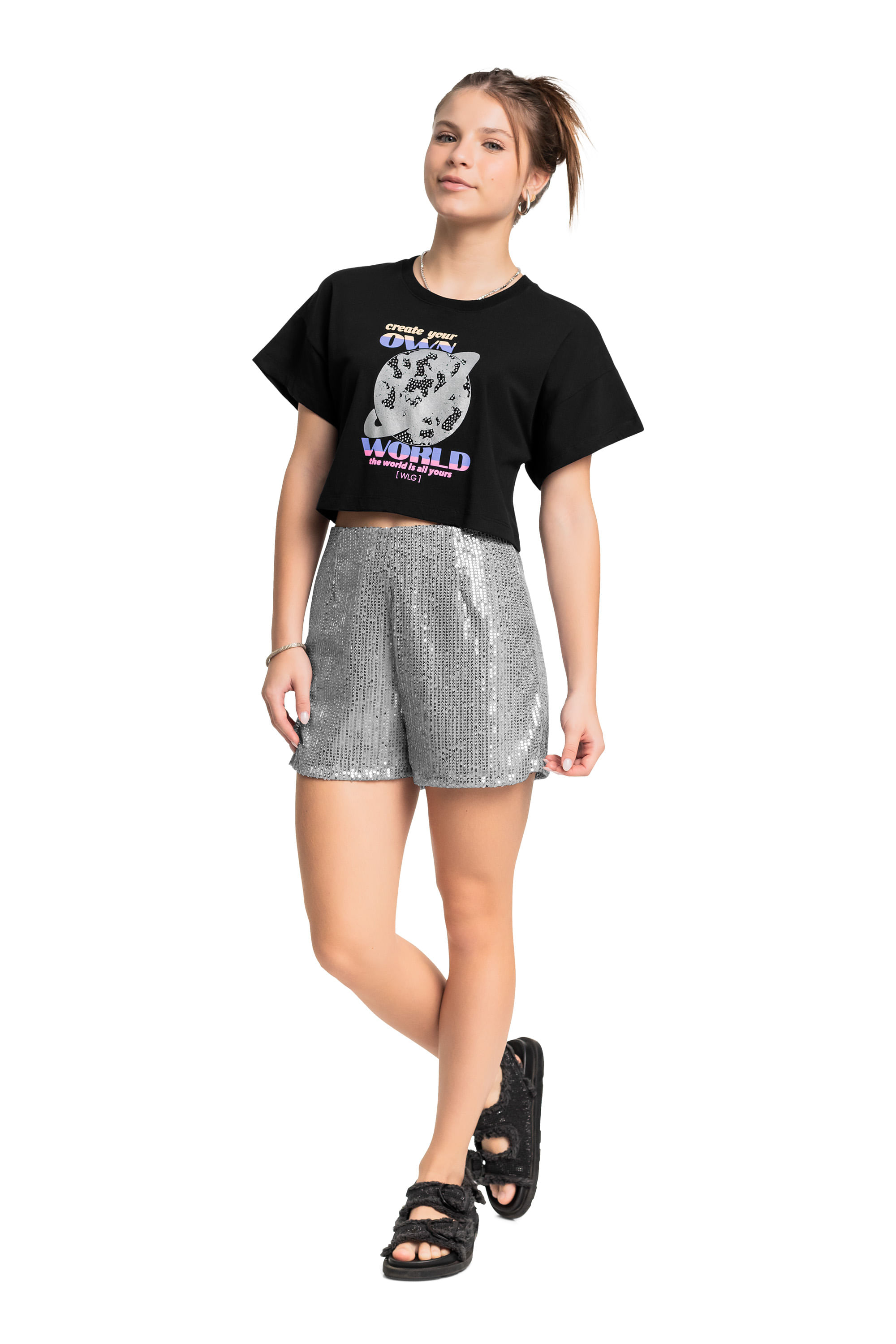 Blusa Juvenil Estampada para Menina (Preto) Gloss - Imagem 13