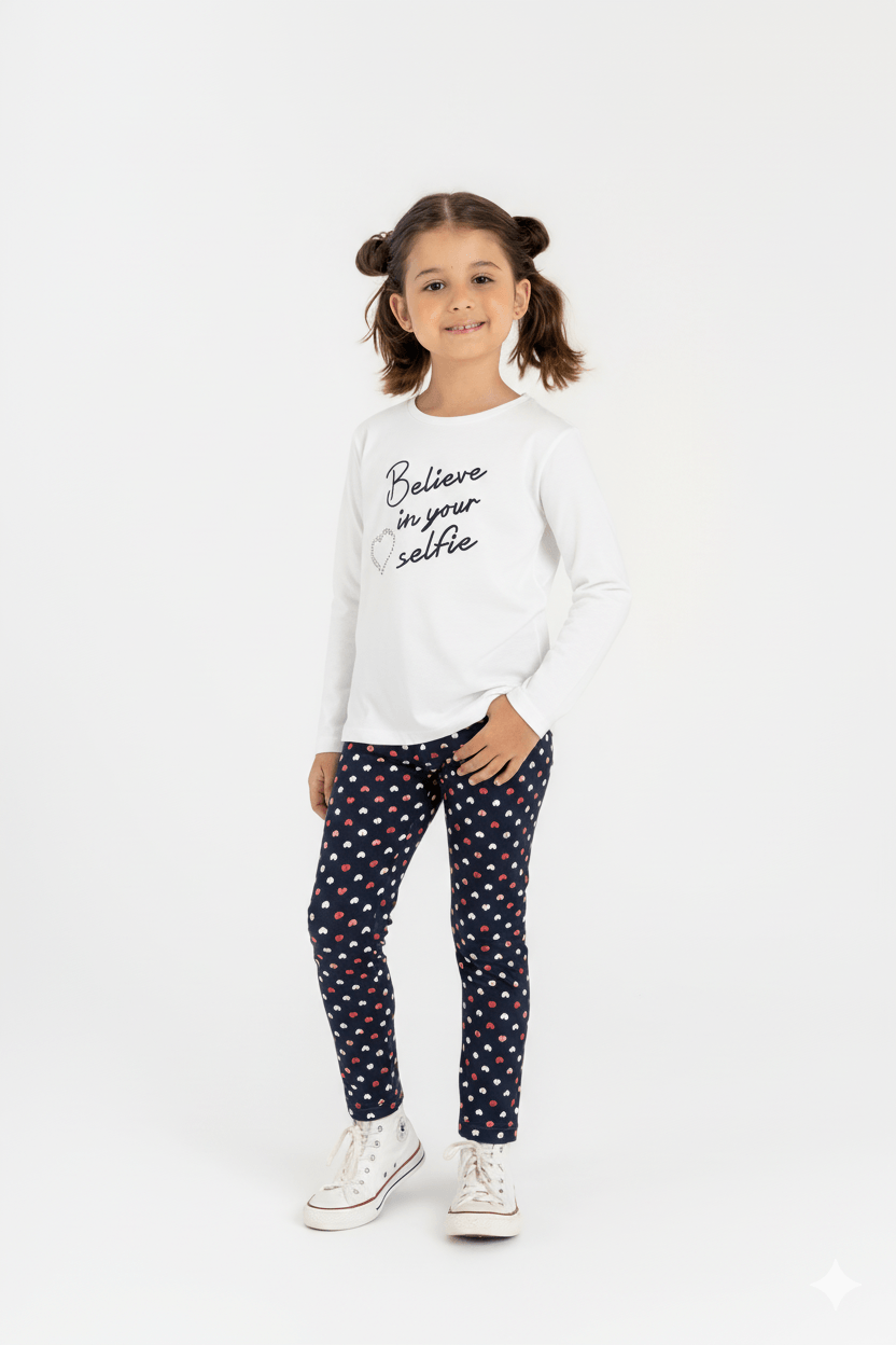 Conjunto Blusa e Calça Legging Infantil para Menina (Off White) Guloseima - Imagem 43