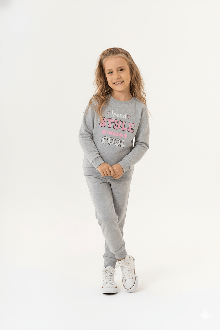 Conjunto Infantil Feminino com Blusão e Calça (Cinza) Guloseima
