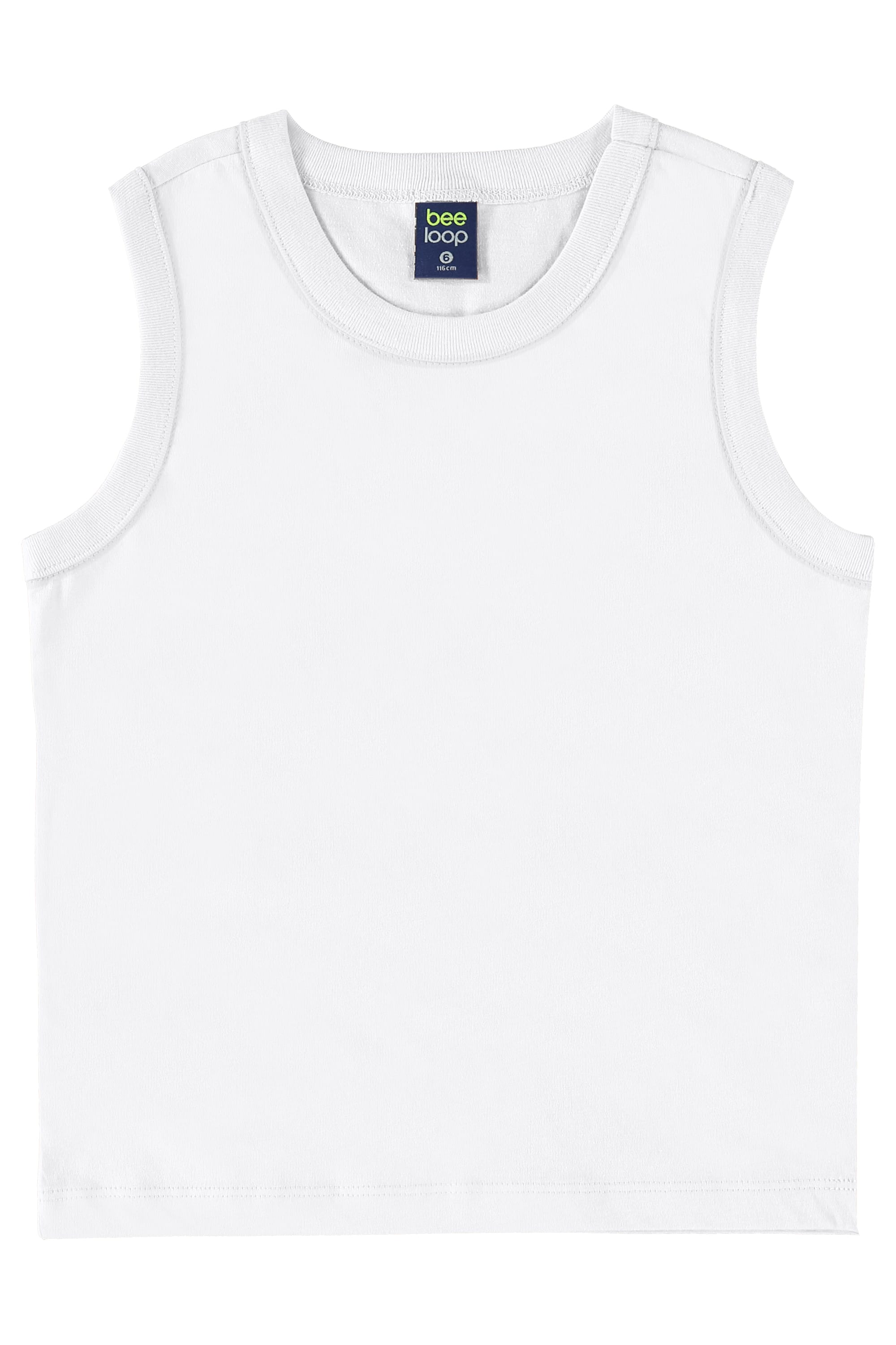 Regata Básica Infantil em Meia Malha para Menino (Branco) Bee Loop