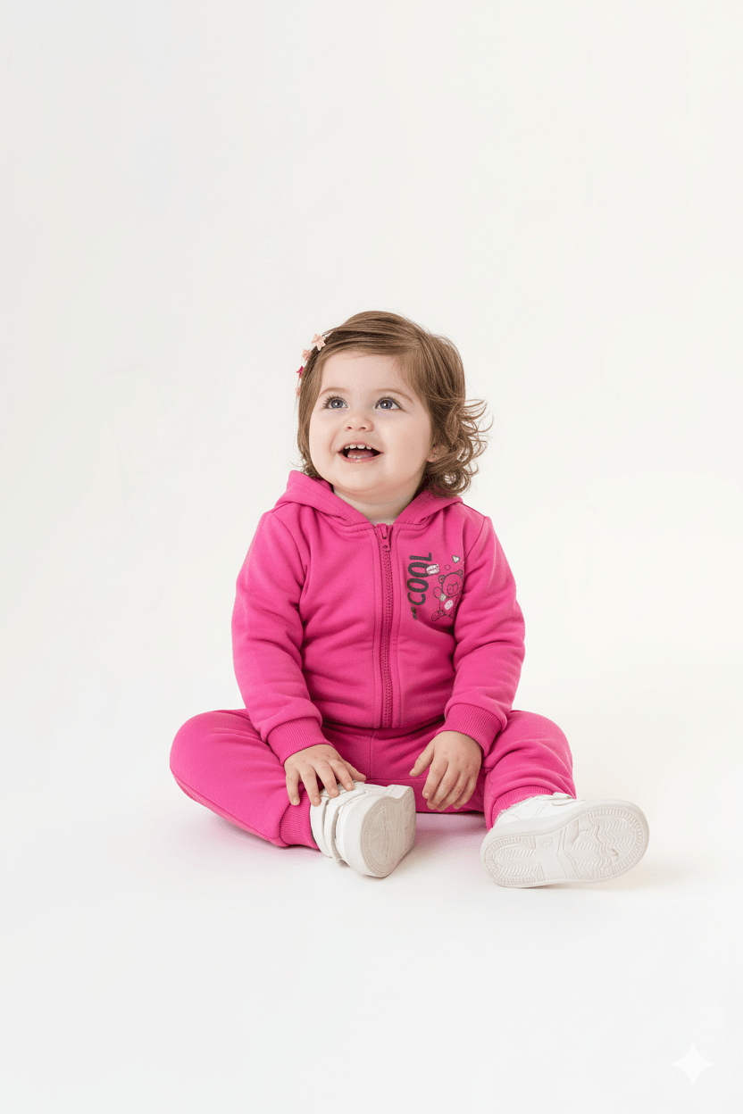 Conjunto para Bebê Menina em Moletom Felpado (Lilás Neon) Guloseima