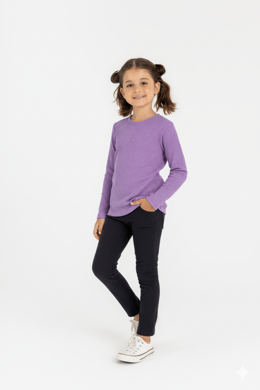 Blusa Infantil Feminina em Ribana (Roxo) Guloseima