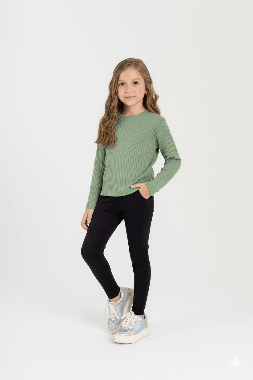 Blusa Infantil Feminina em Ribana (Verde) Guloseima - Imagem 7
