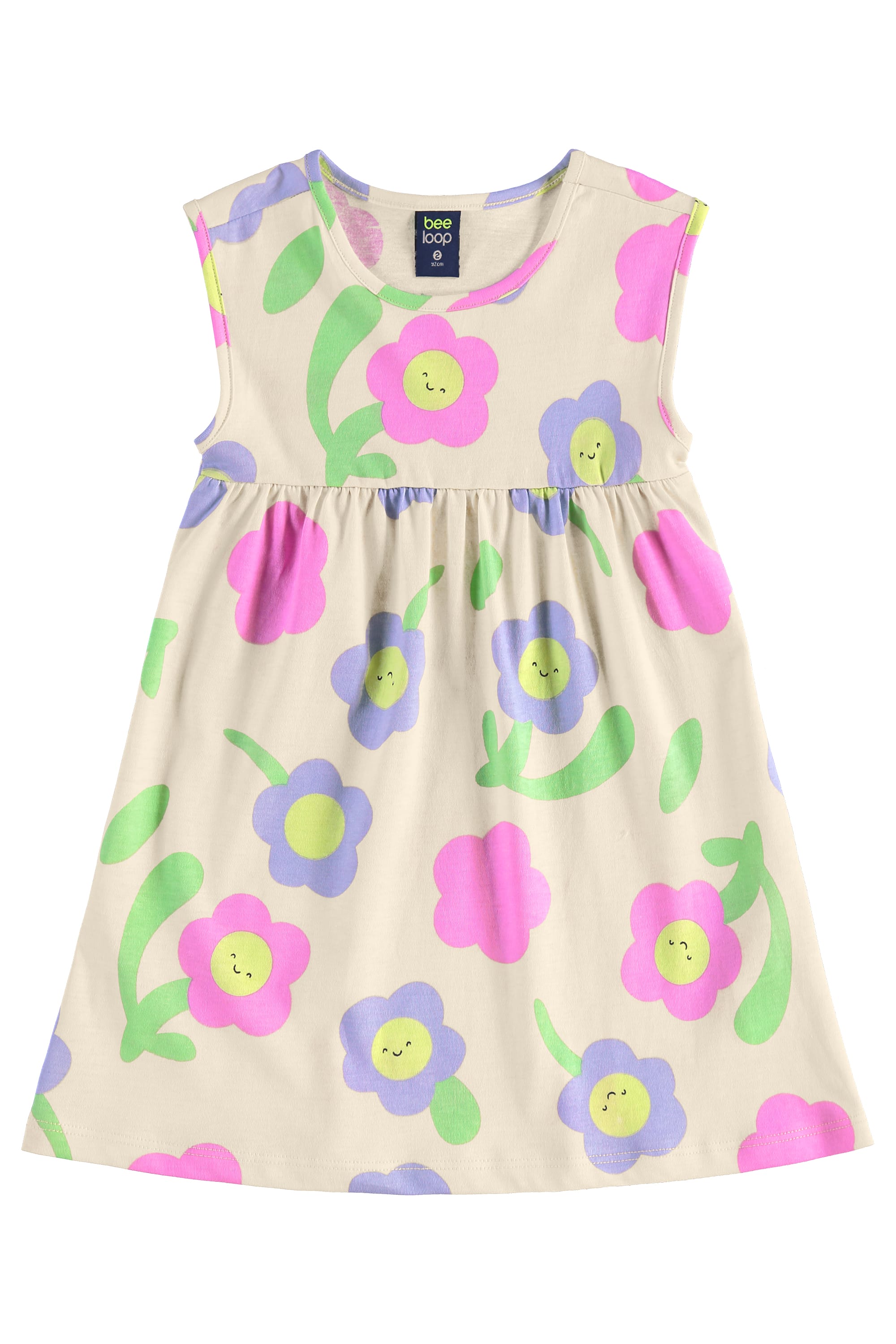 Vestido Infantil de Florezinhas para Menina (Bege) Bee Loop - Imagem 5