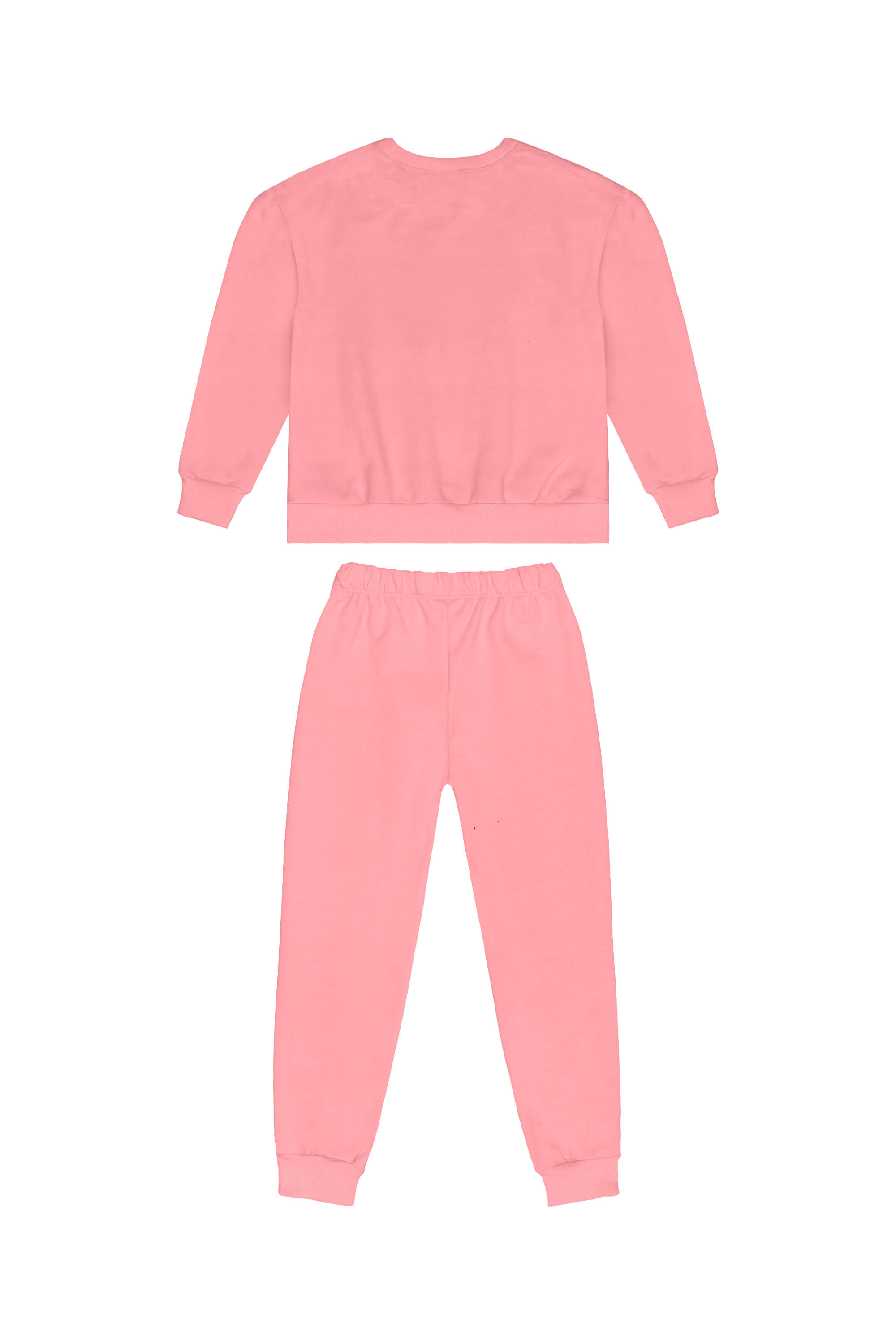 Conjunto Infantil Feminino em Moletom Felpado (Rosa Fluorescente) Guloseima - Imagem 3