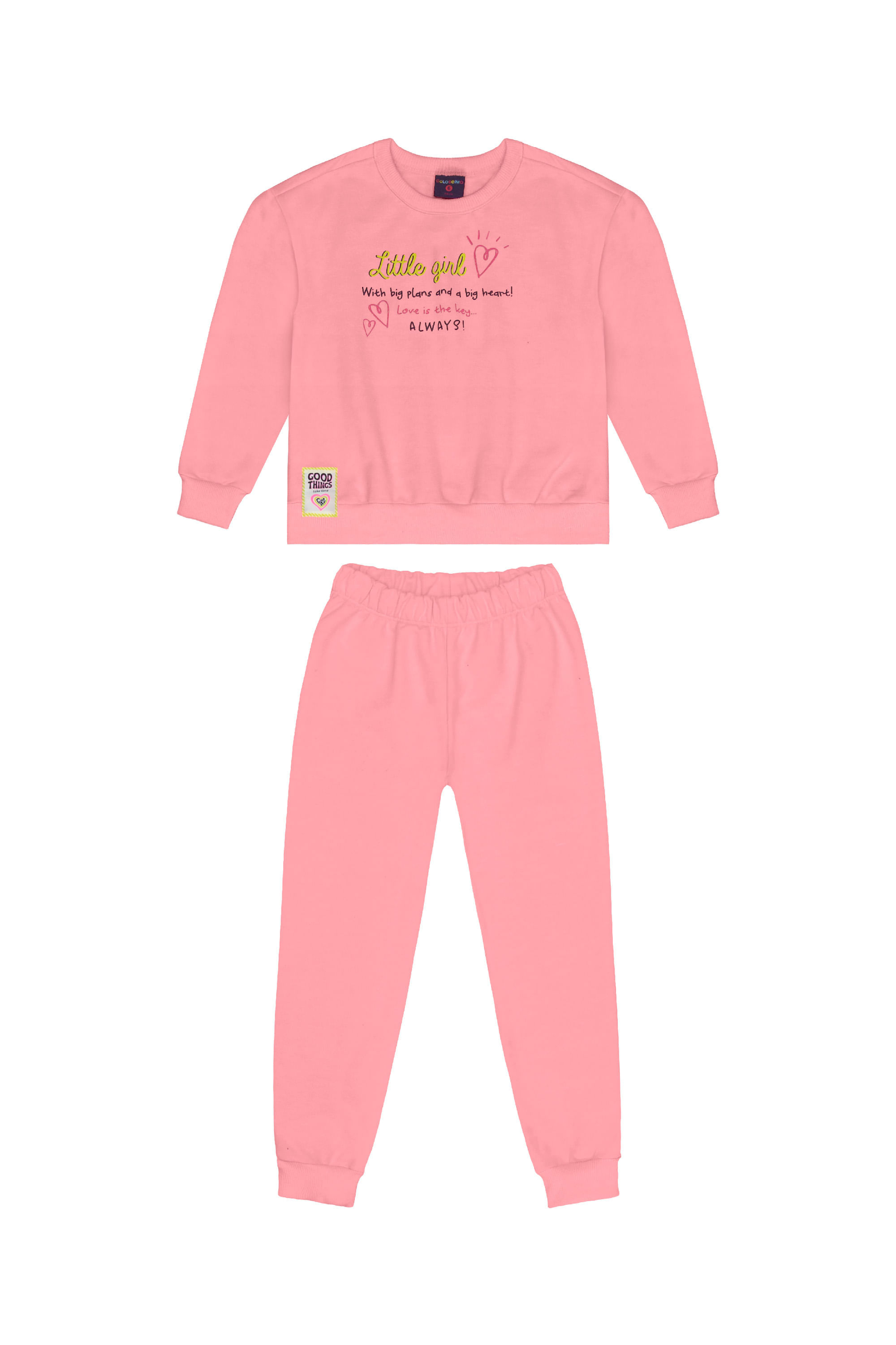 Conjunto Infantil Feminino em Moletom Felpado (Rosa Fluorescente) Guloseima - Imagem 11