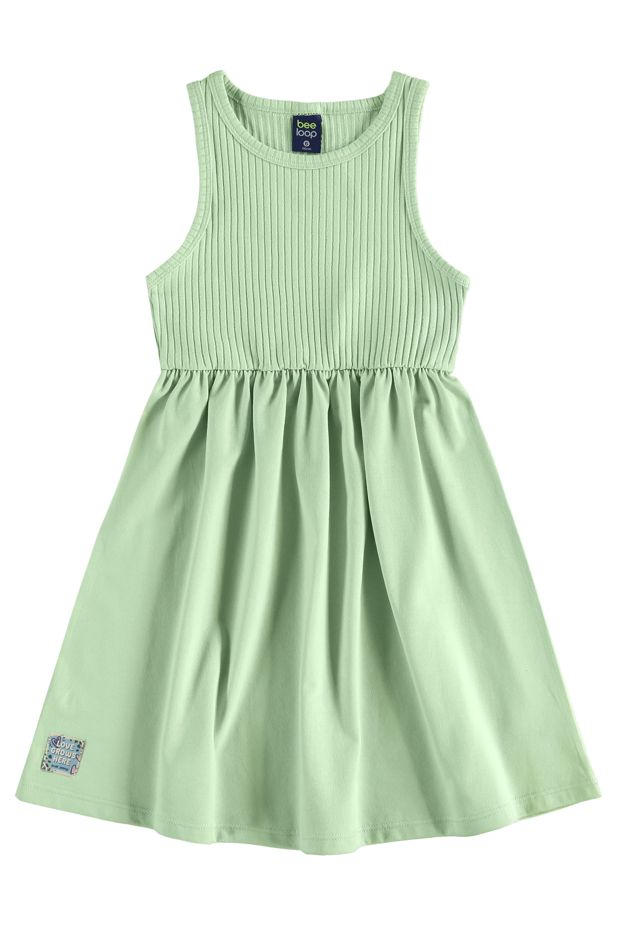 Vestido em Meia Malha com Ribana para Menina (Verde) Bee Loop - Imagem 11