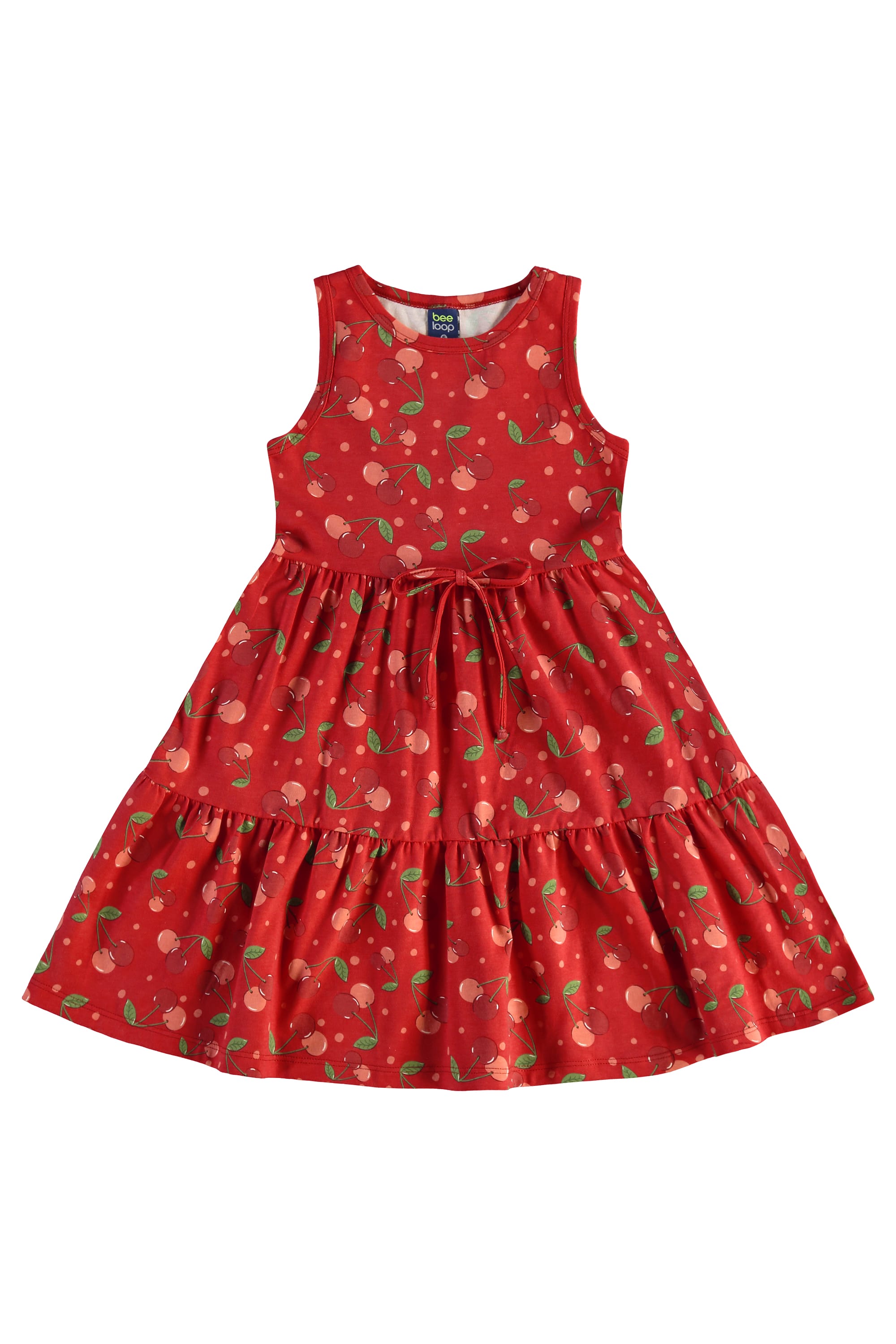 Vestido Cerejinhas em Meia Malha para Menina (Vermelho) Bee Loop
