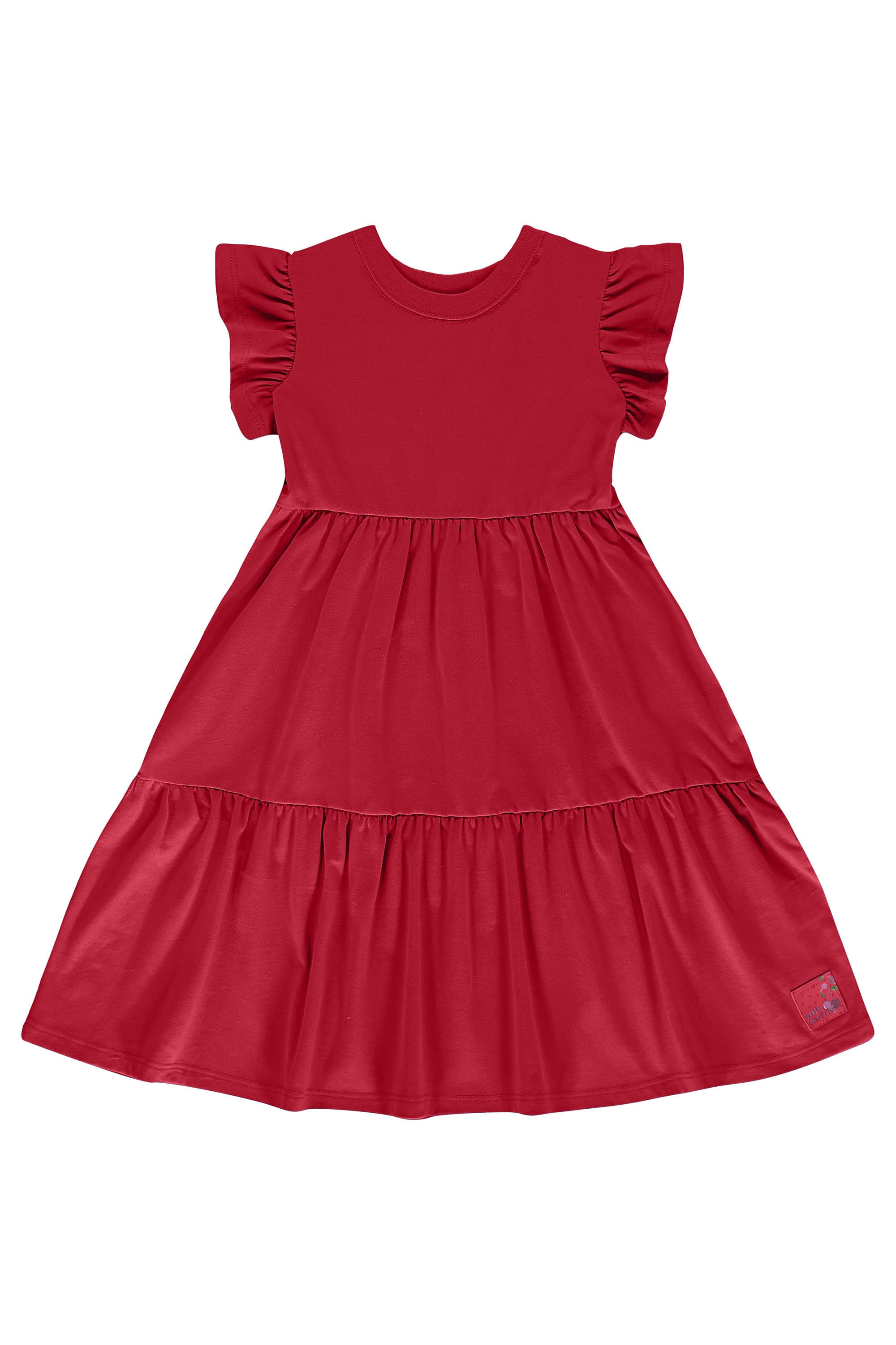Vestido Infantil em Meia Malha para Menina (Vermelho) Bee Loop