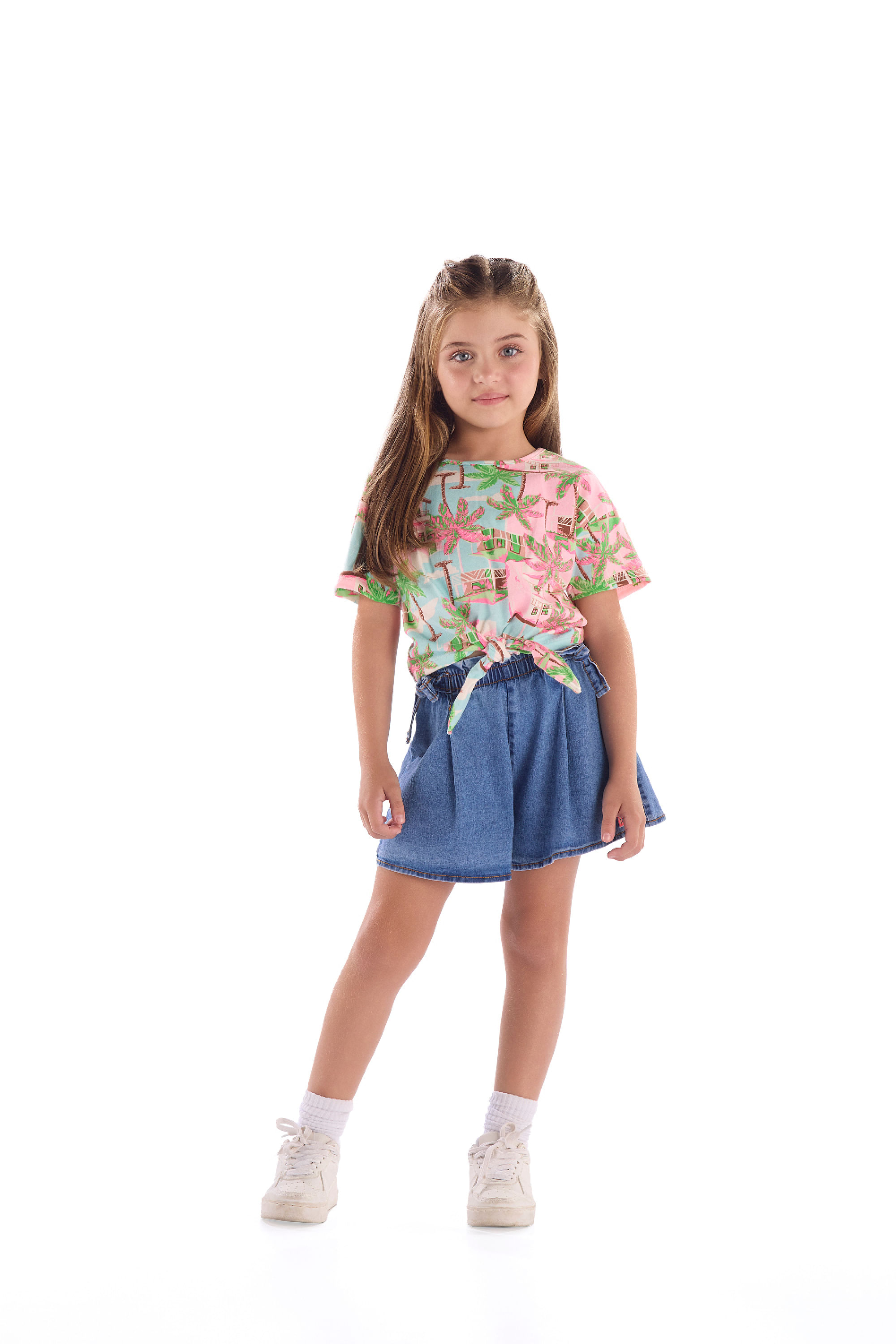 Blusa Infantil Feminino em Cotton (Azul Claro) Quimby