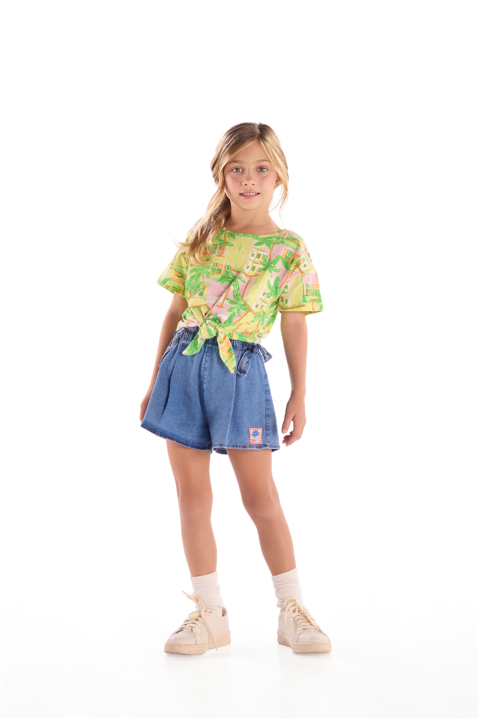 Blusa Infantil Feminino em Cotton (Verde) Quimby