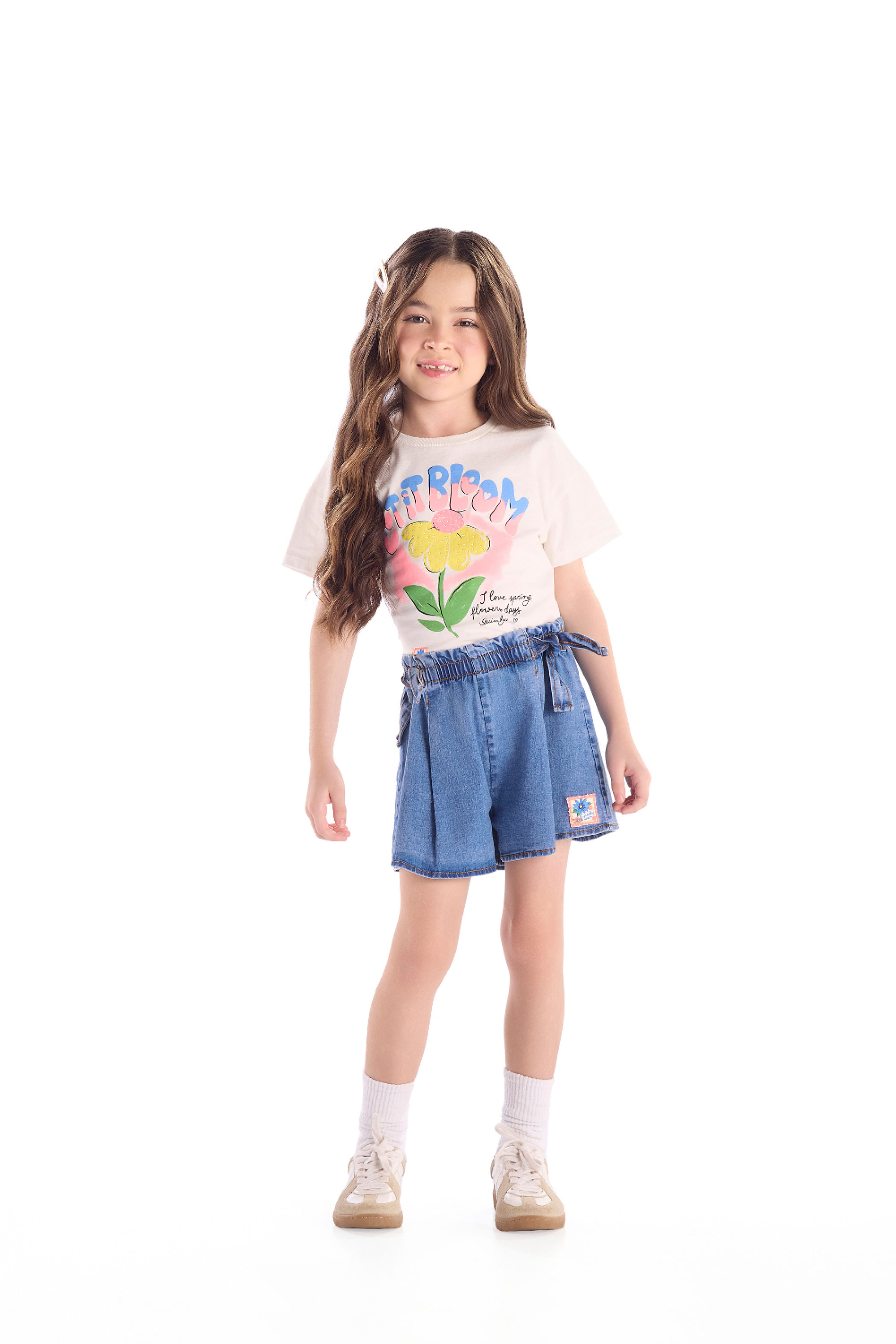 Blusa Feminina Infantil em Algodão (Off White) Quimby