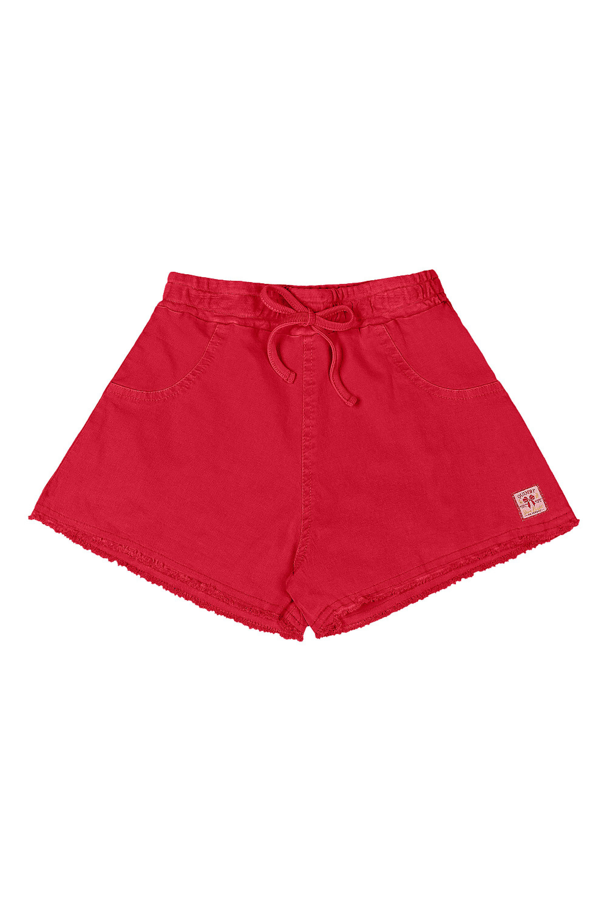 Short Infantil Feminino em Sarja com Elastano (Vermelho) Quimby