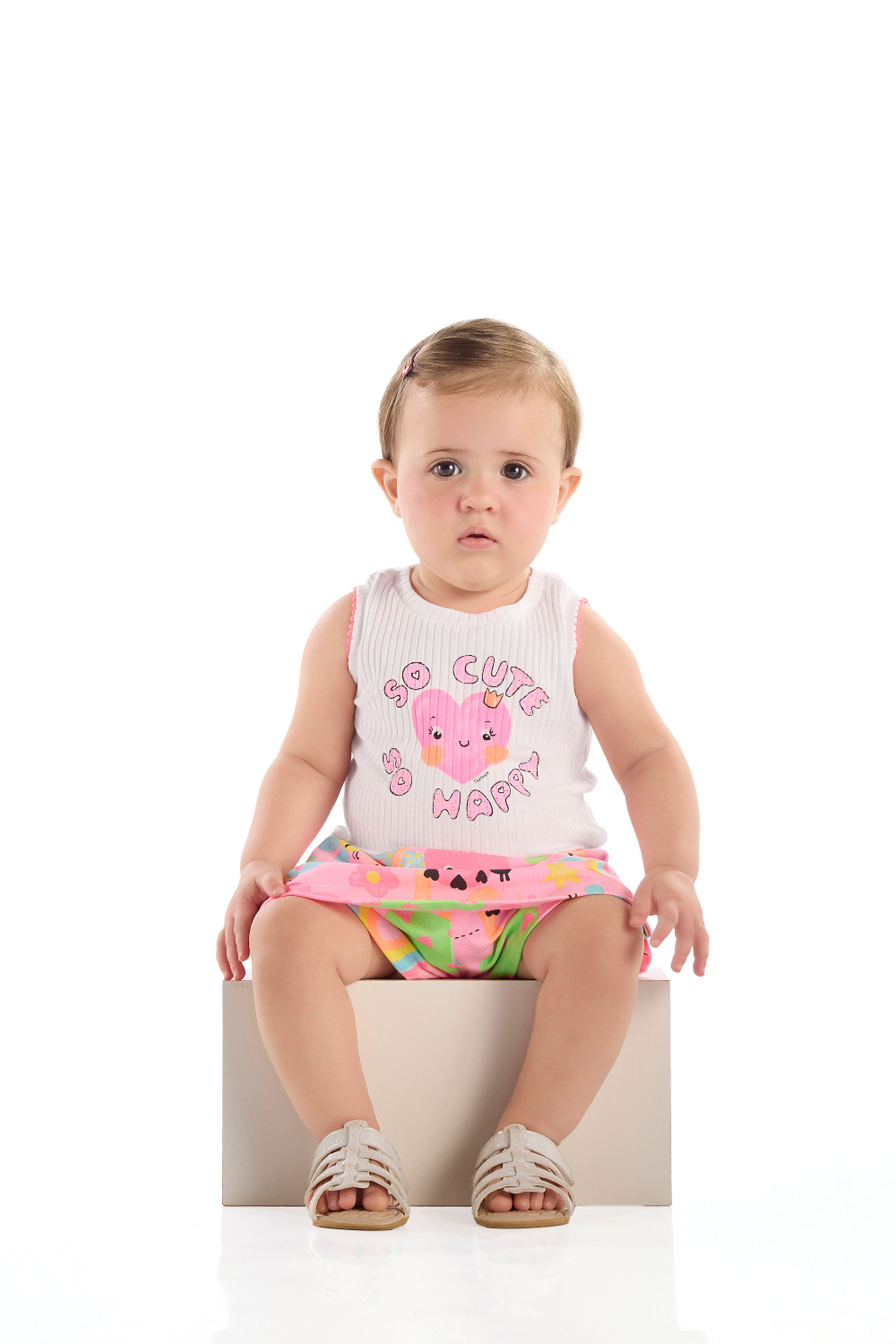Conjunto para Bebê com Regata e Short-Saia (Branco) Quimby