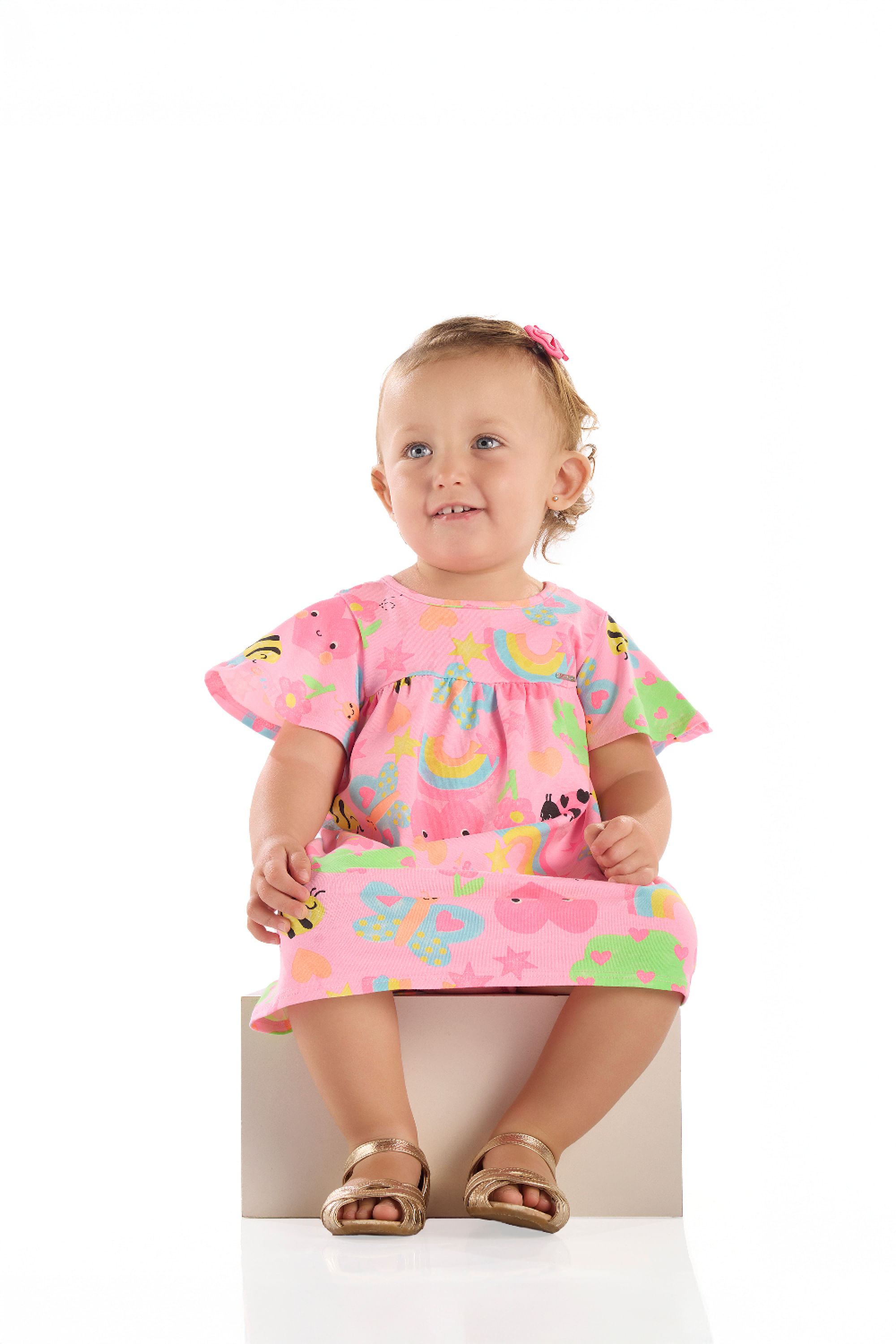 Vestido Doce Natureza em Cotton para Bebê (Rosa) Quimby