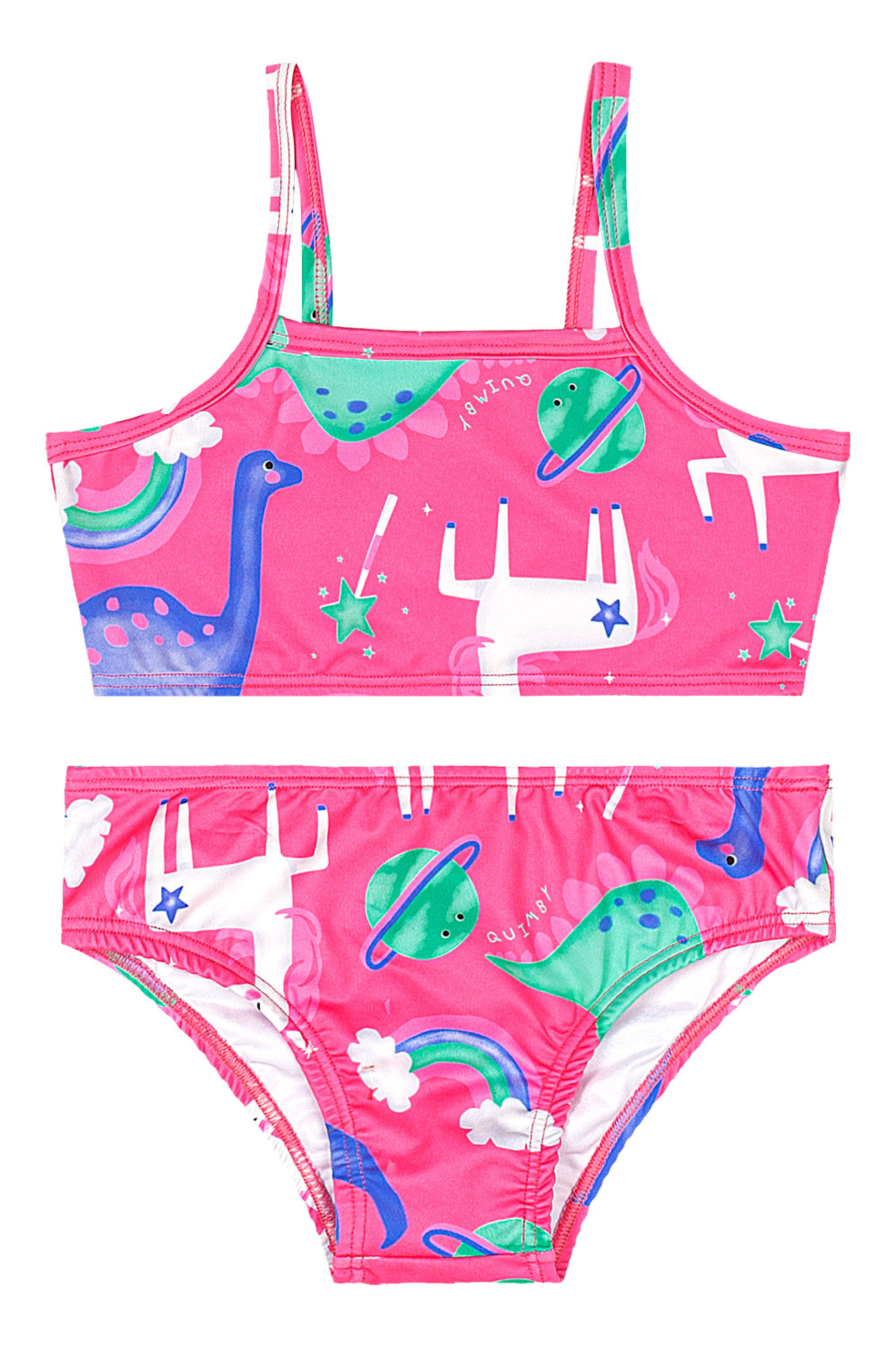 Biquíni Infantil com Calcinha e Top em Malha UV DRY (Rosa Pink) Quimby - Imagem 19