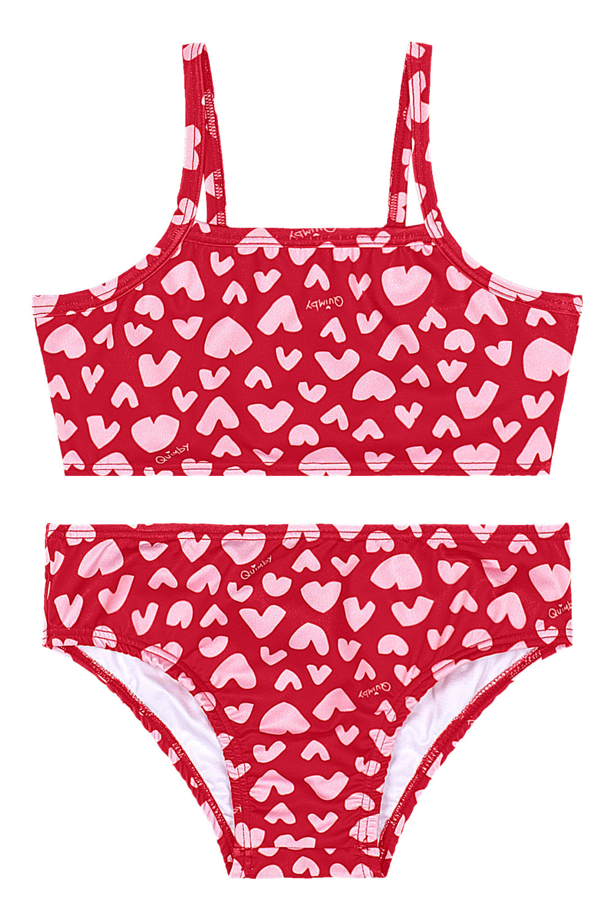 Biquíni Infantil com Calcinha e Top em Malha UV DRY (Vermelho) Quimby - Imagem 31