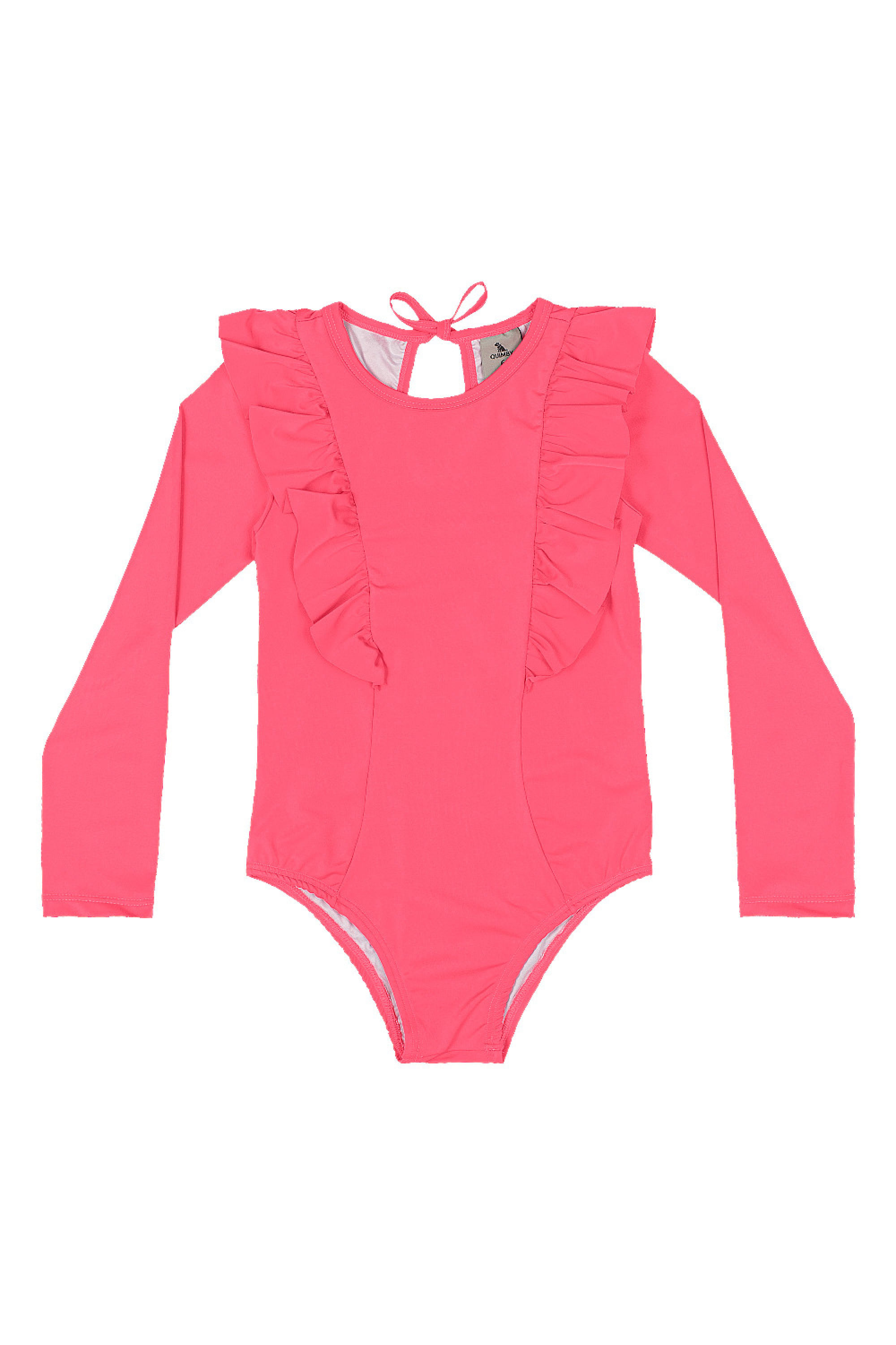 Maiô Infantil Manga Longa FPS 50+ com Forro (Rosa Pink Neon) Quimby - Imagem 3