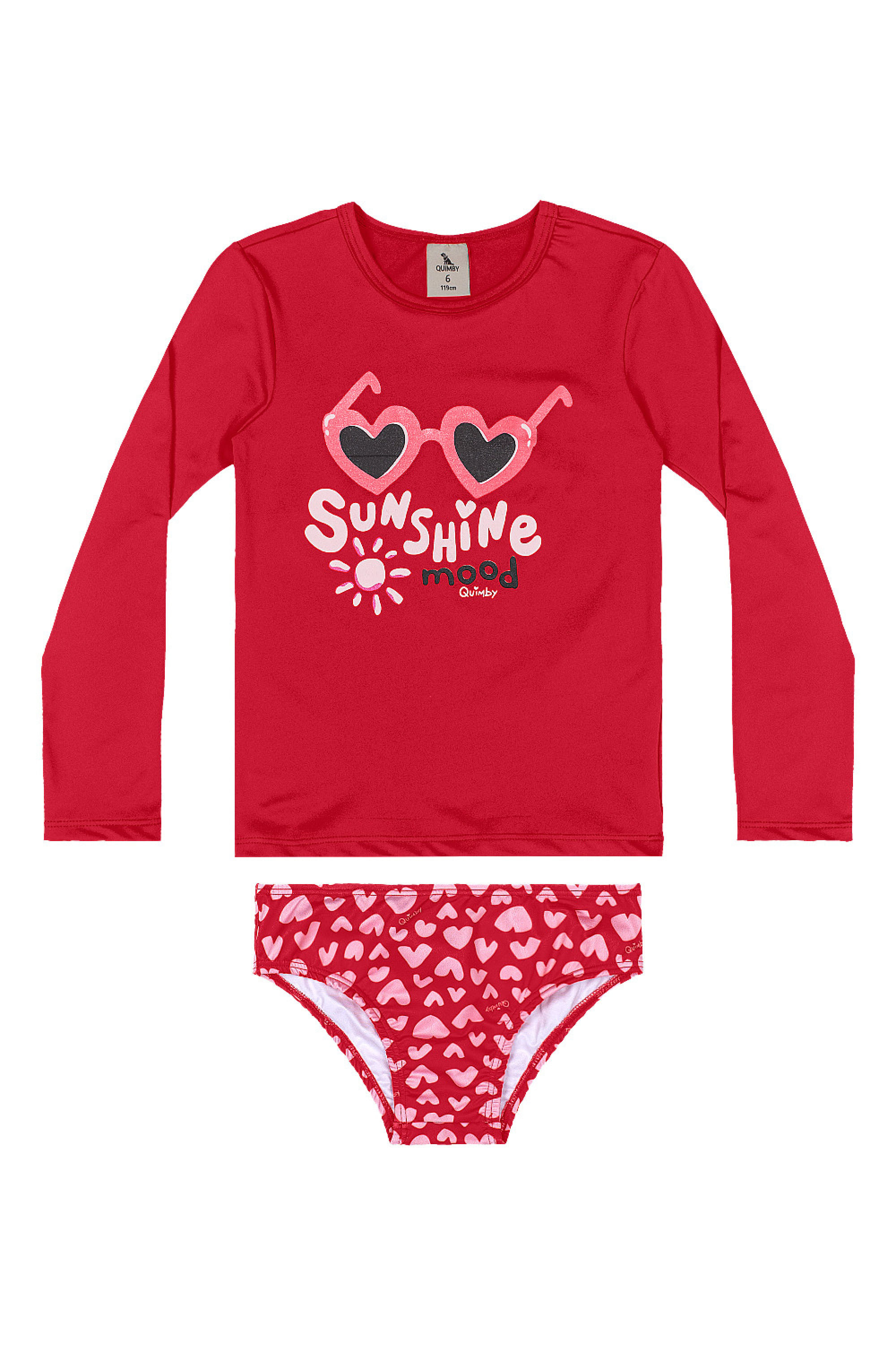 Biquíni Luz do Sol Infantil com Blusa e Calcinha (Vermelho) Quimby - Imagem 26