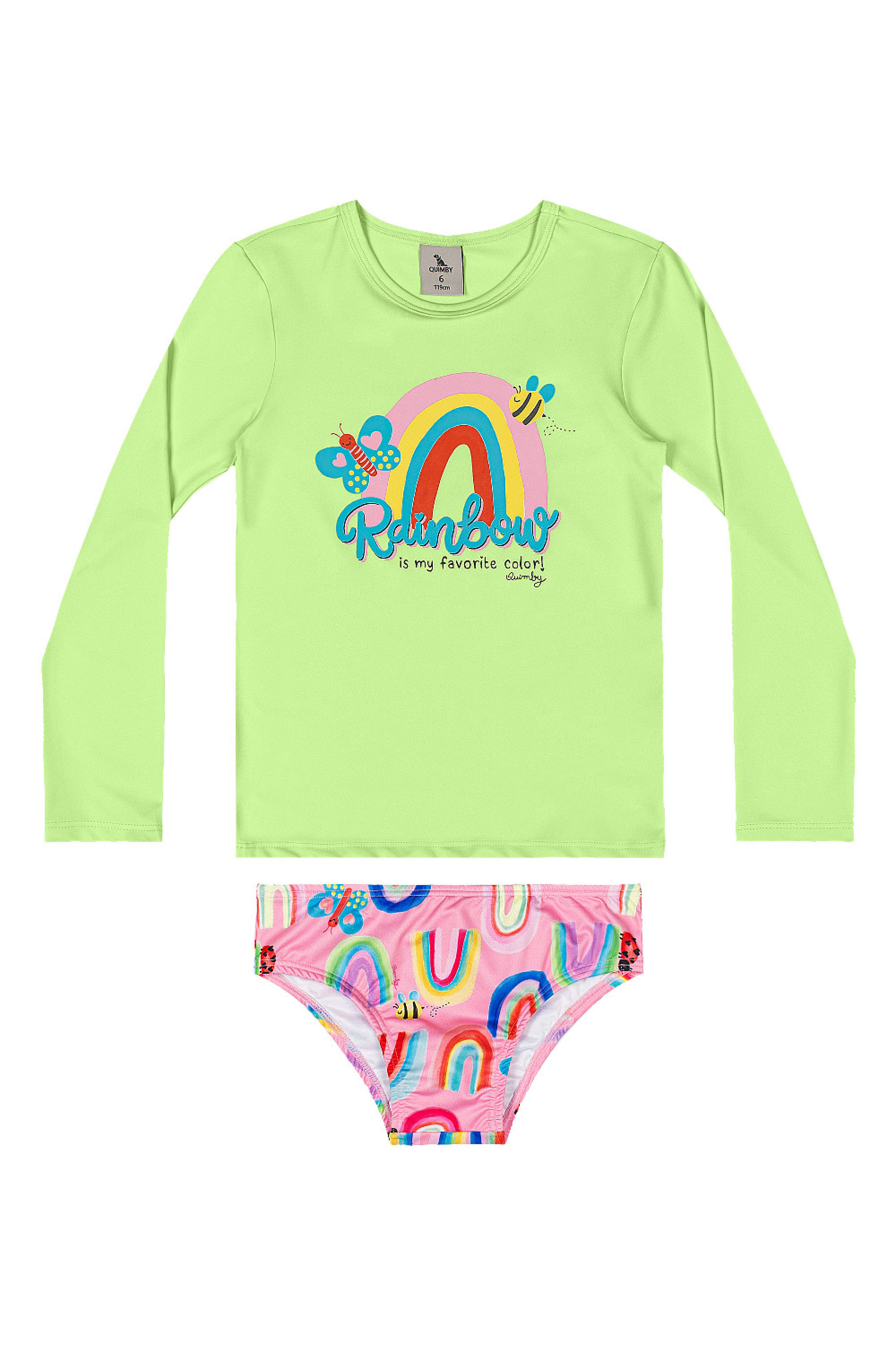Biquíni Paraíso Infantil com Blusa e Calcinha (Verde Claro) Quimby - Imagem 7