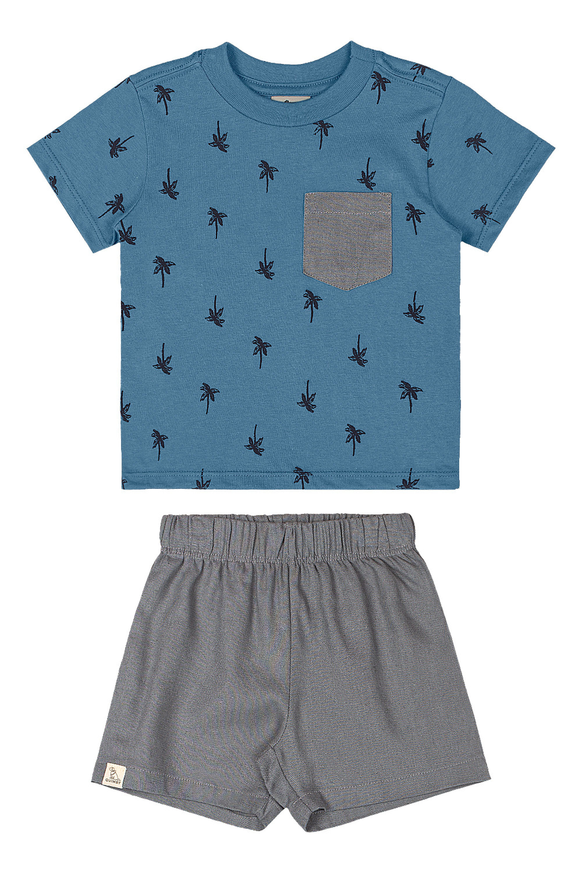 Conjunto Bebê Menino com Camiseta Estampada e Bermuda (Azul) Quimby - Imagem 21