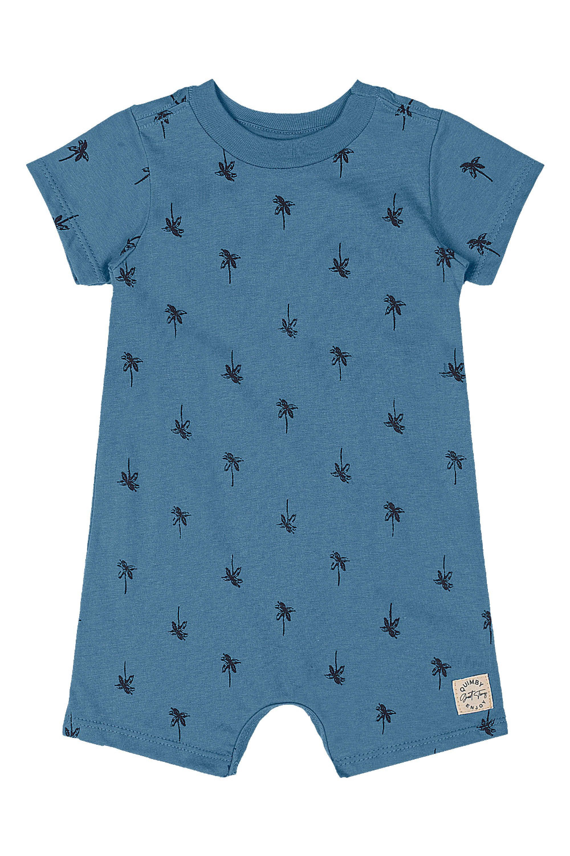 Macaquinho Bebê Menino em Algodão Estampado (Azul) Quimby - Imagem 3